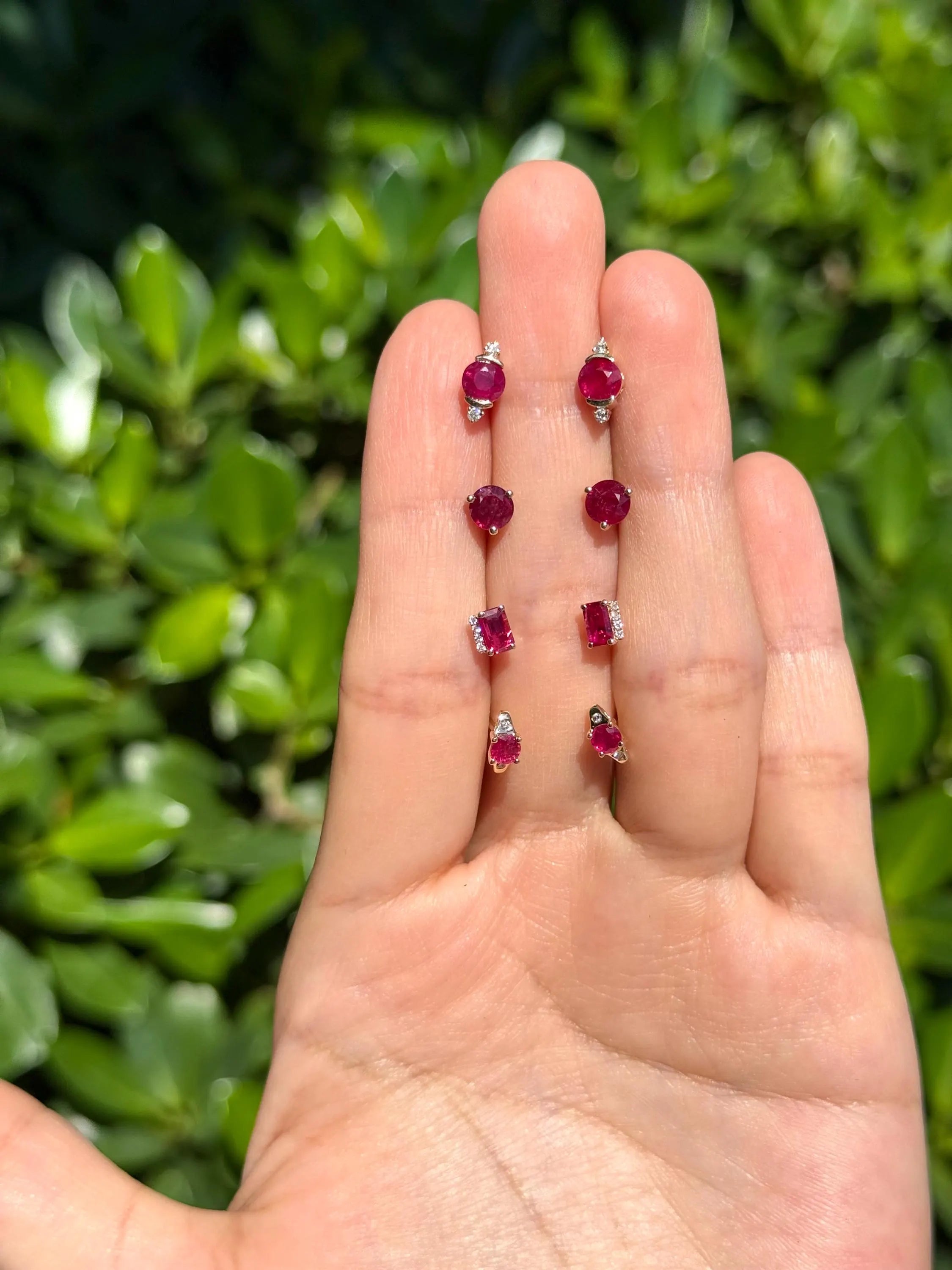 Ruby Stud Earrings in 14k Yellow Gold