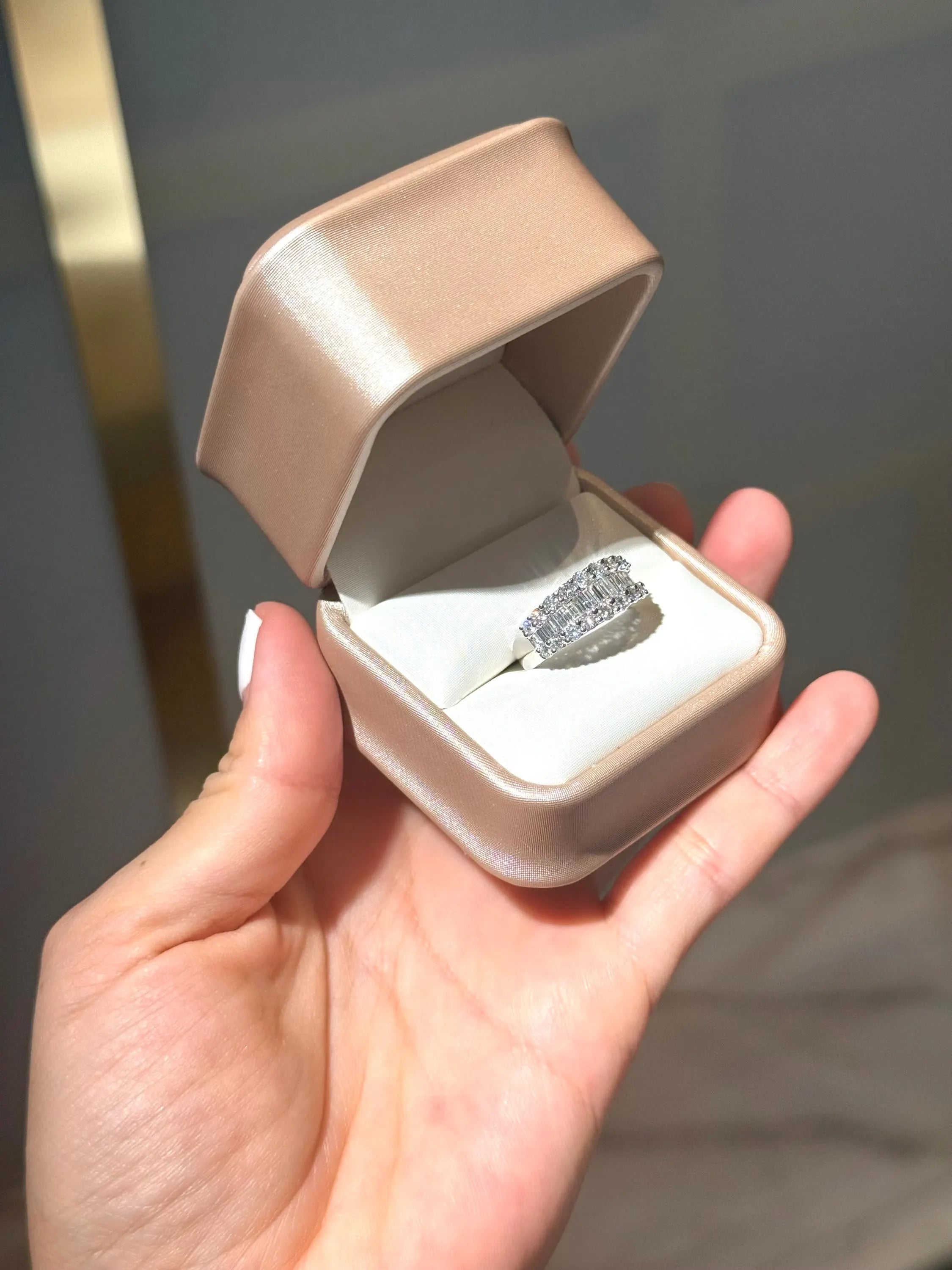 Diamond Baguette & Round Statement Ring in 14K White Gold – 1.55 CTW