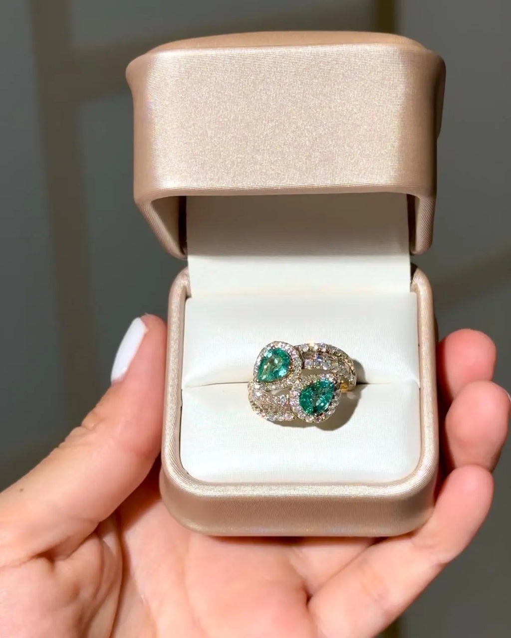 Statement Emerald & Diamond Crossover Ring in 14K Yellow Gold – 1.94 CT Emeralds & 1.54 CTW Diamonds