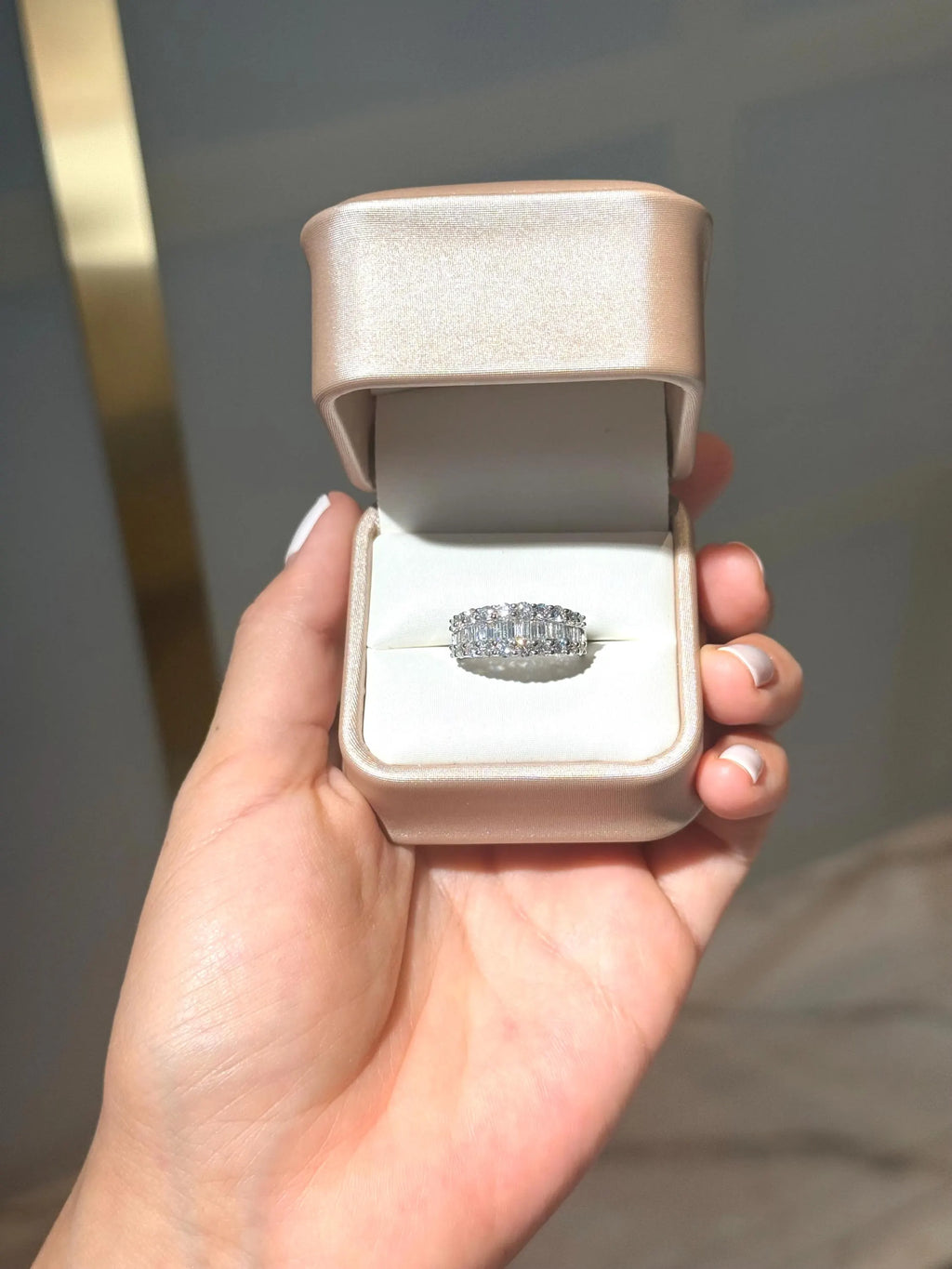 Diamond Baguette & Round Statement Ring in 14K White Gold – 1.55 CTW