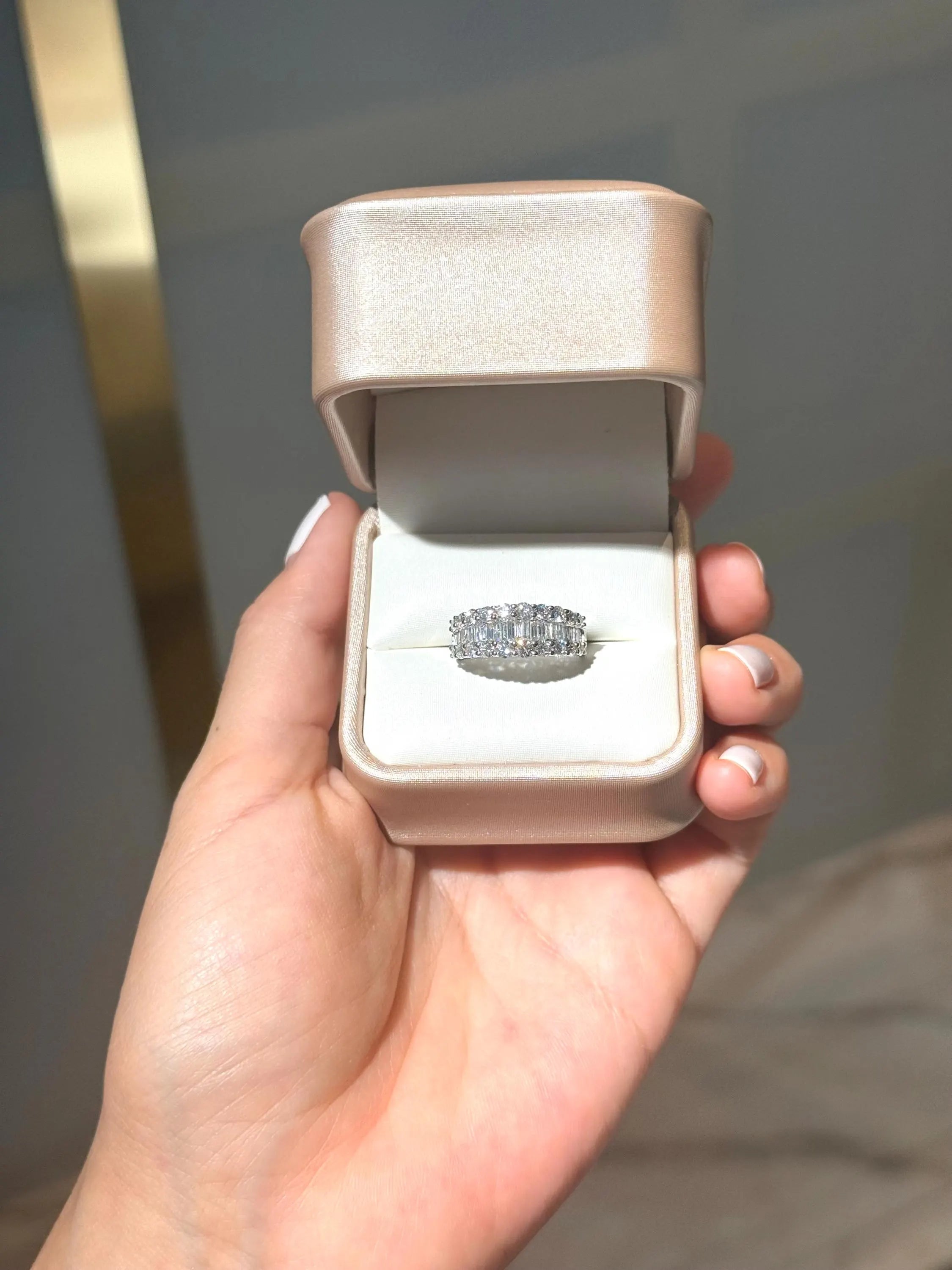 Diamond Baguette & Round Statement Ring in 14K White Gold – 1.55 CTW