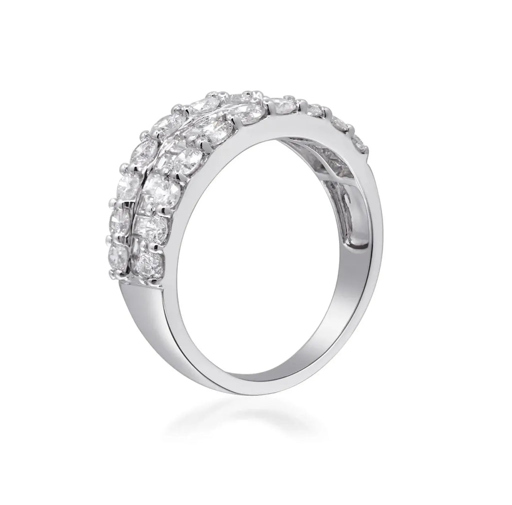 Diamond Baguette & Round Statement Ring in 14K White Gold – 1.55 CTW