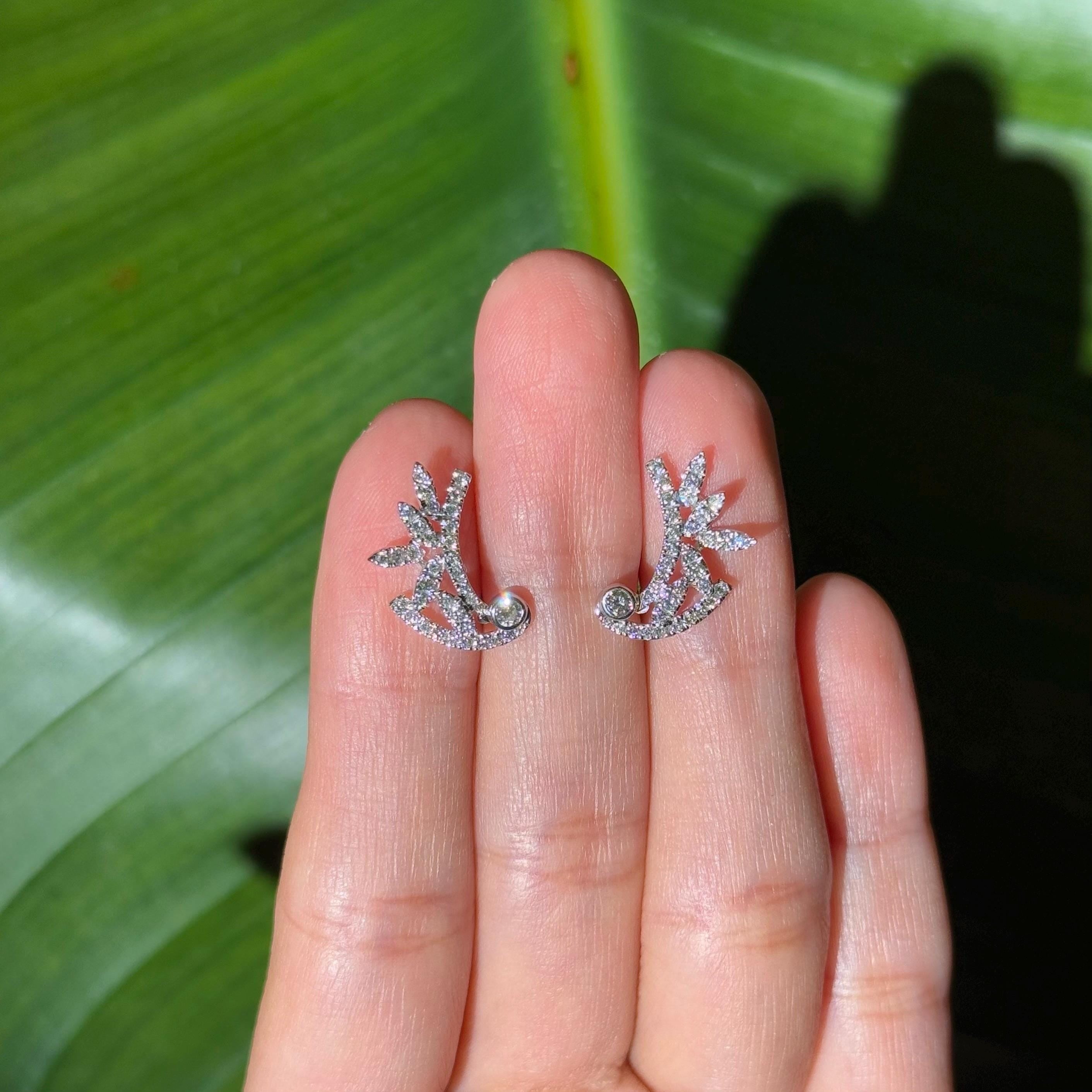 Floral Diamond Stud Earrings in 18k White Gold