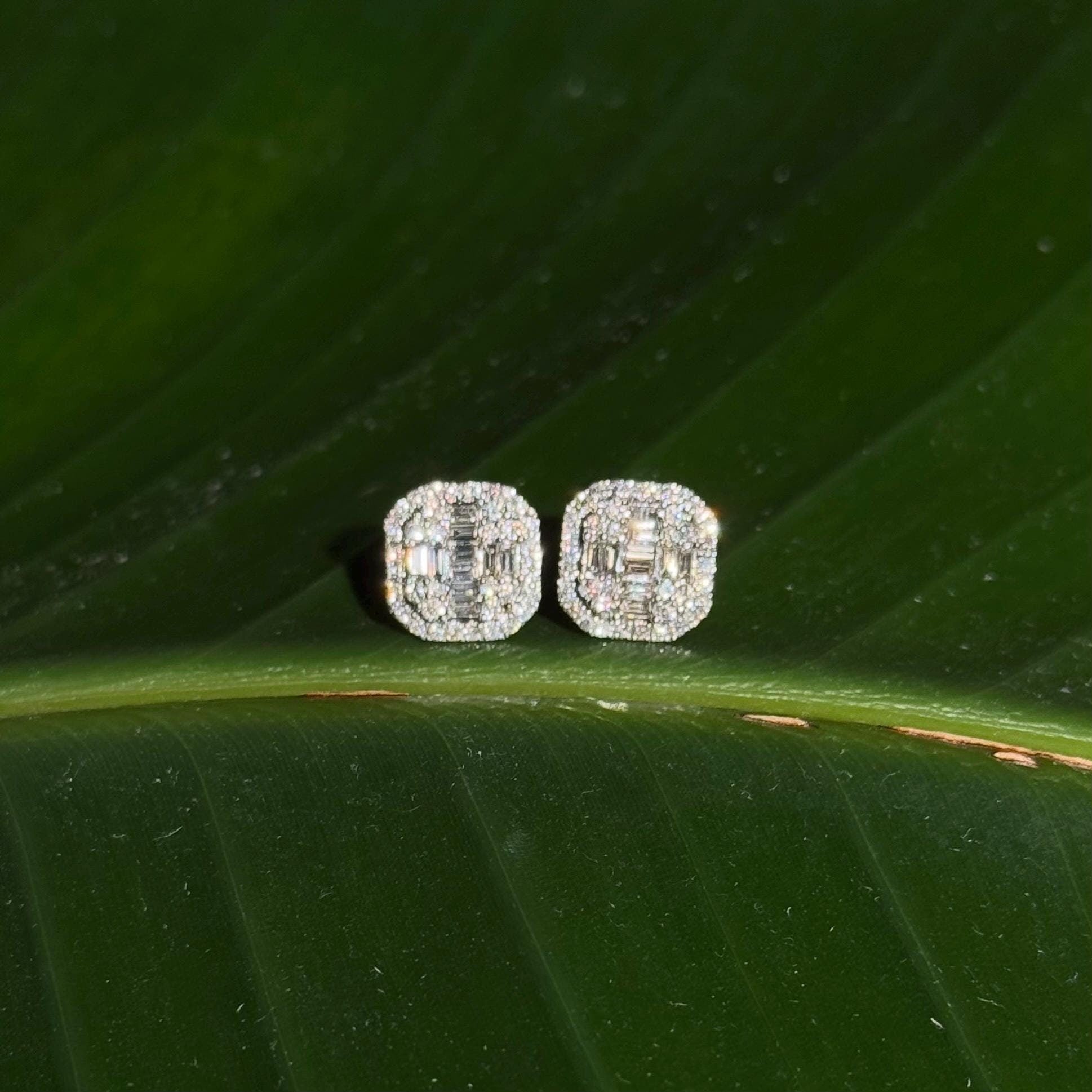Statement Diamond Stud Earrings in 14k White Gold