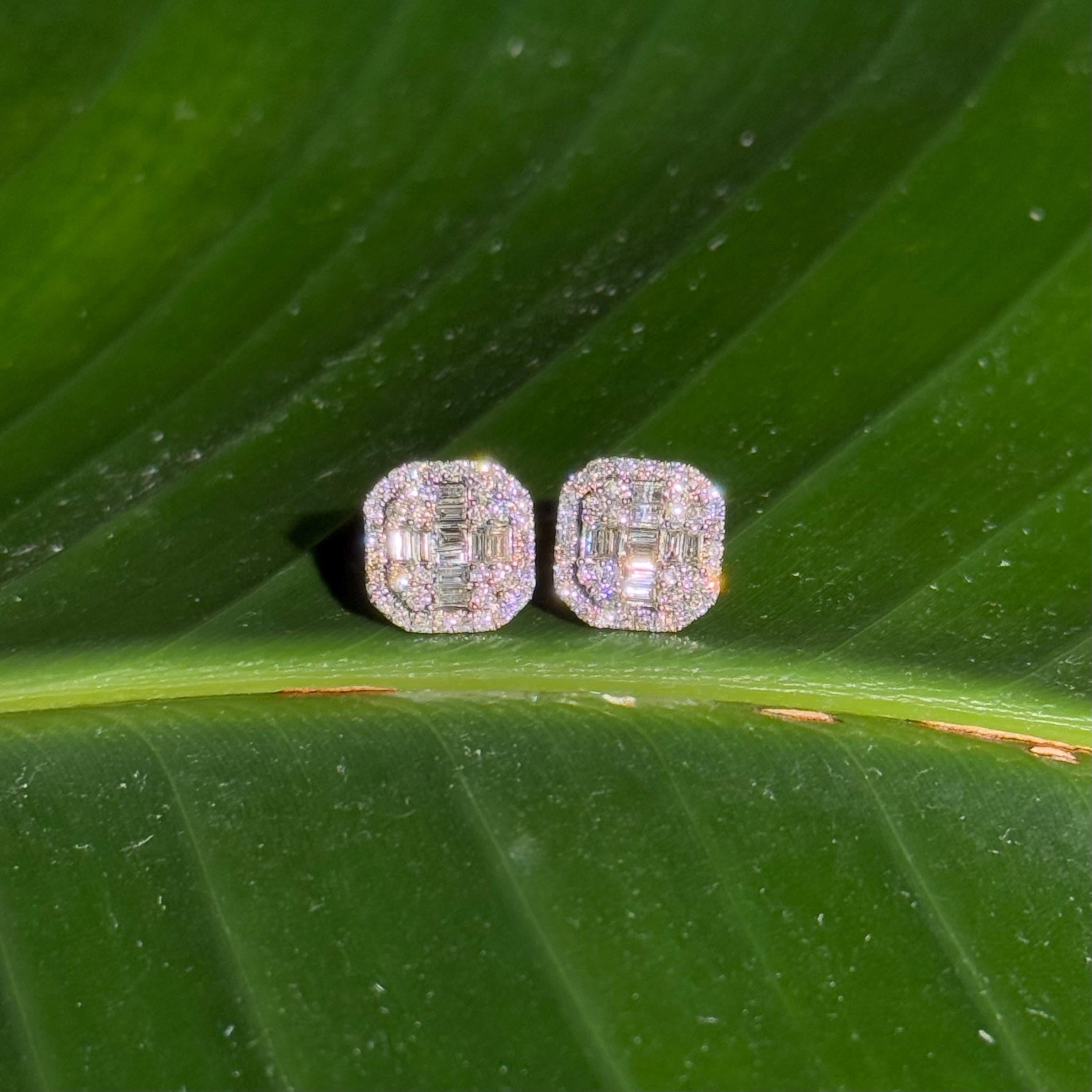 Statement Diamond Stud Earrings in 14k White Gold