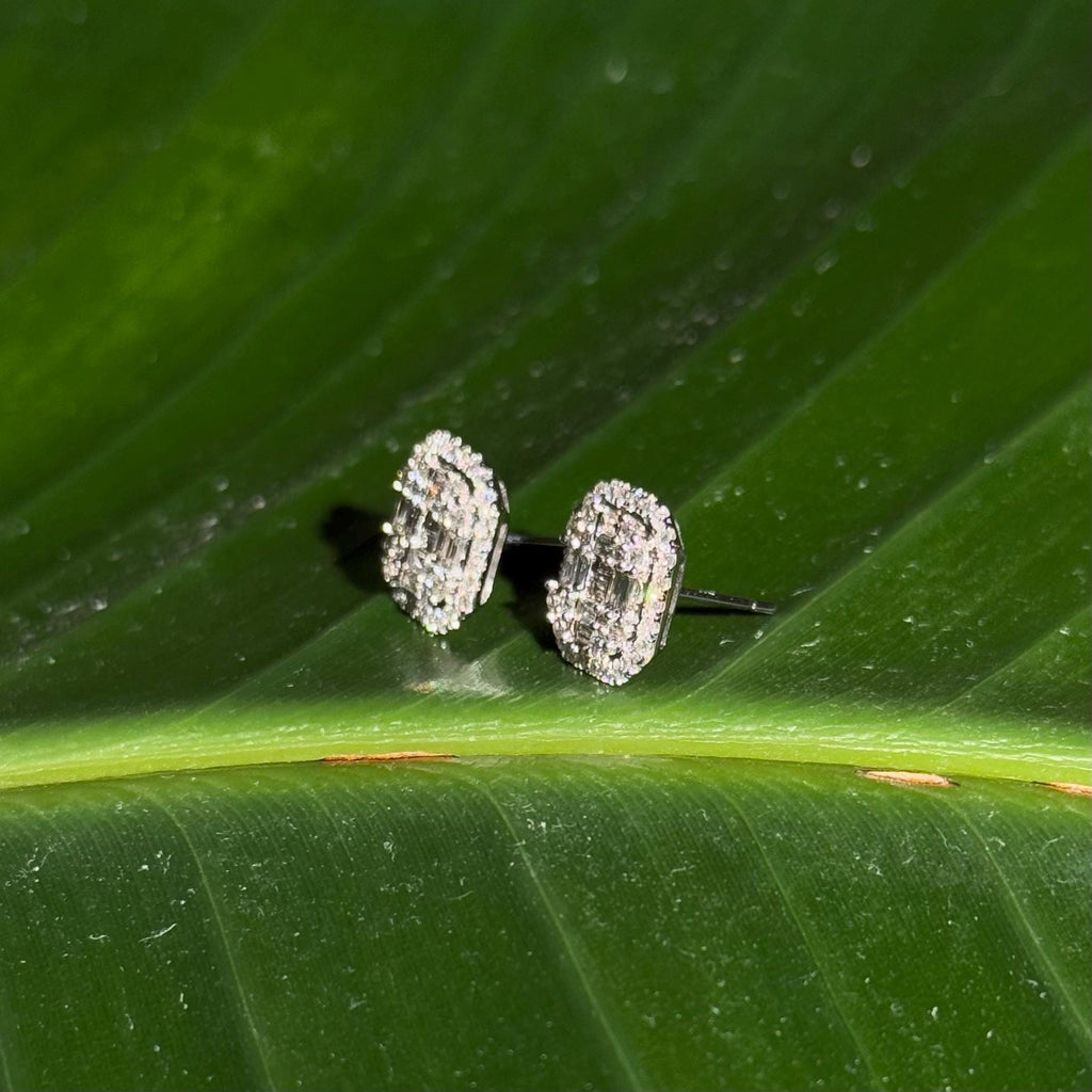 Statement Diamond Stud Earrings in 14k White Gold