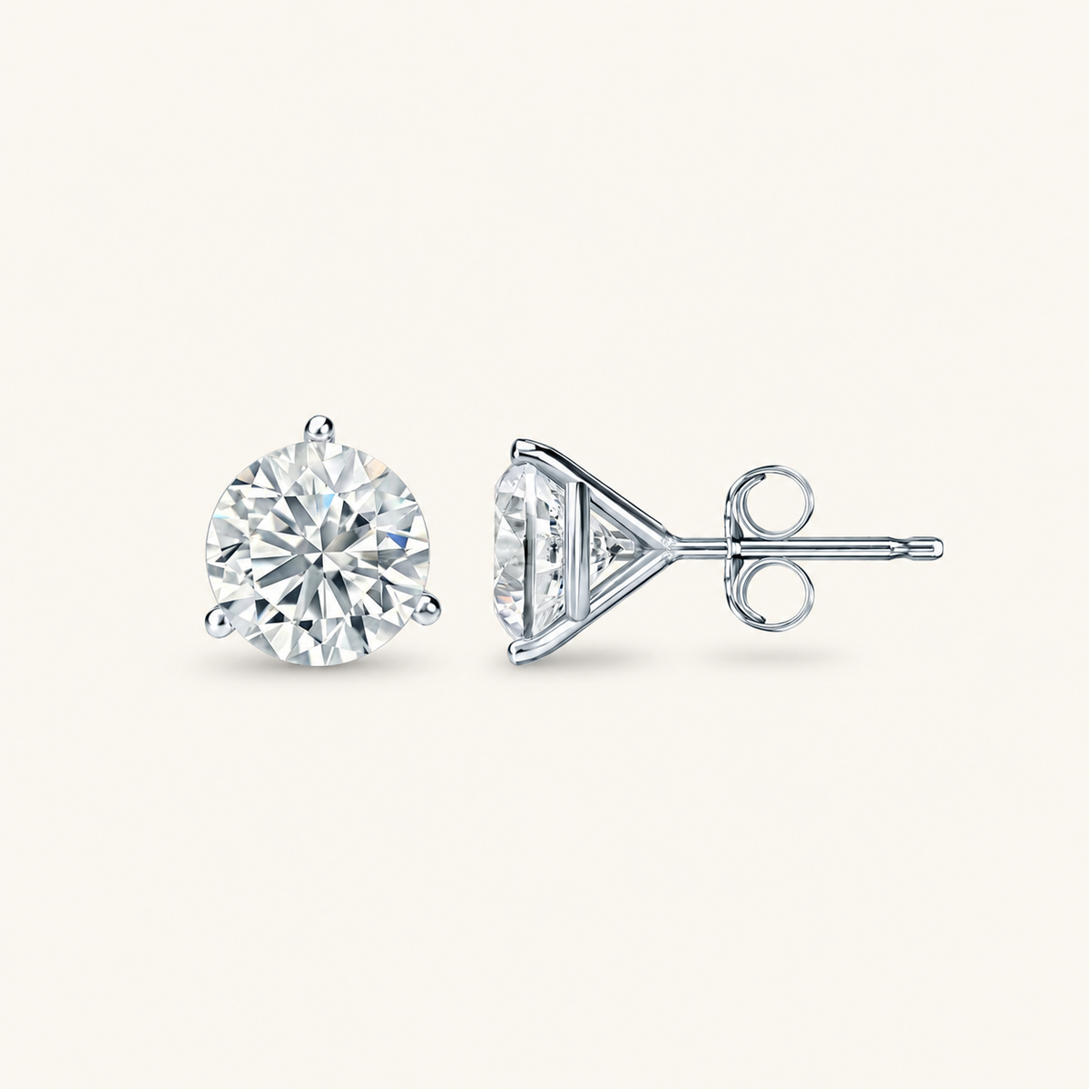 Lab-Grown Diamond Martini Stud Earrings 3.00 CTW IGI Certified VS1 F in 14K White Gold