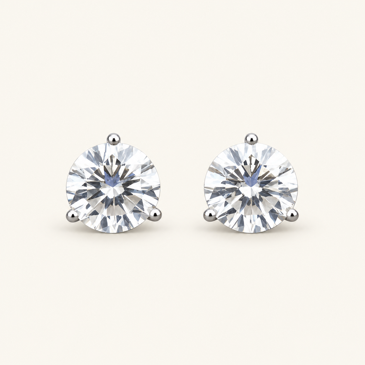 Lab-Grown Diamond Martini Stud Earrings 4.00 CTW IGI Certified VS1 F in 14K White Gold