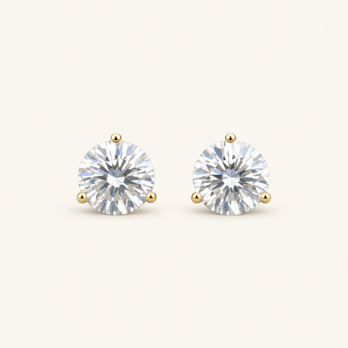 Lab-Grown Diamond Martini Stud Earrings 4.00 CTW IGI Certified VS1 F in 14K Yellow Gold