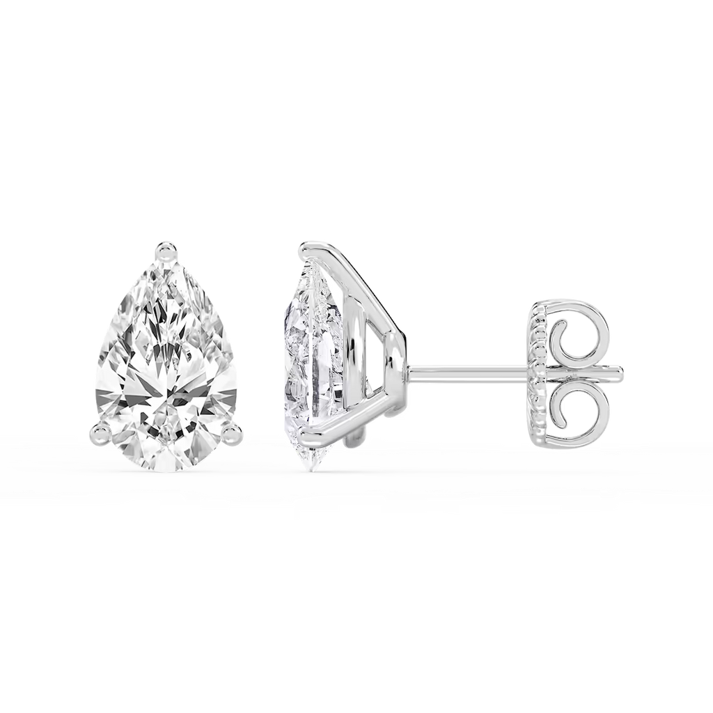 Lab-Grown Diamond Pear Shape Stud Earrings 10.00 CTW IGI Certified VS1 E/F in 14K White Gold