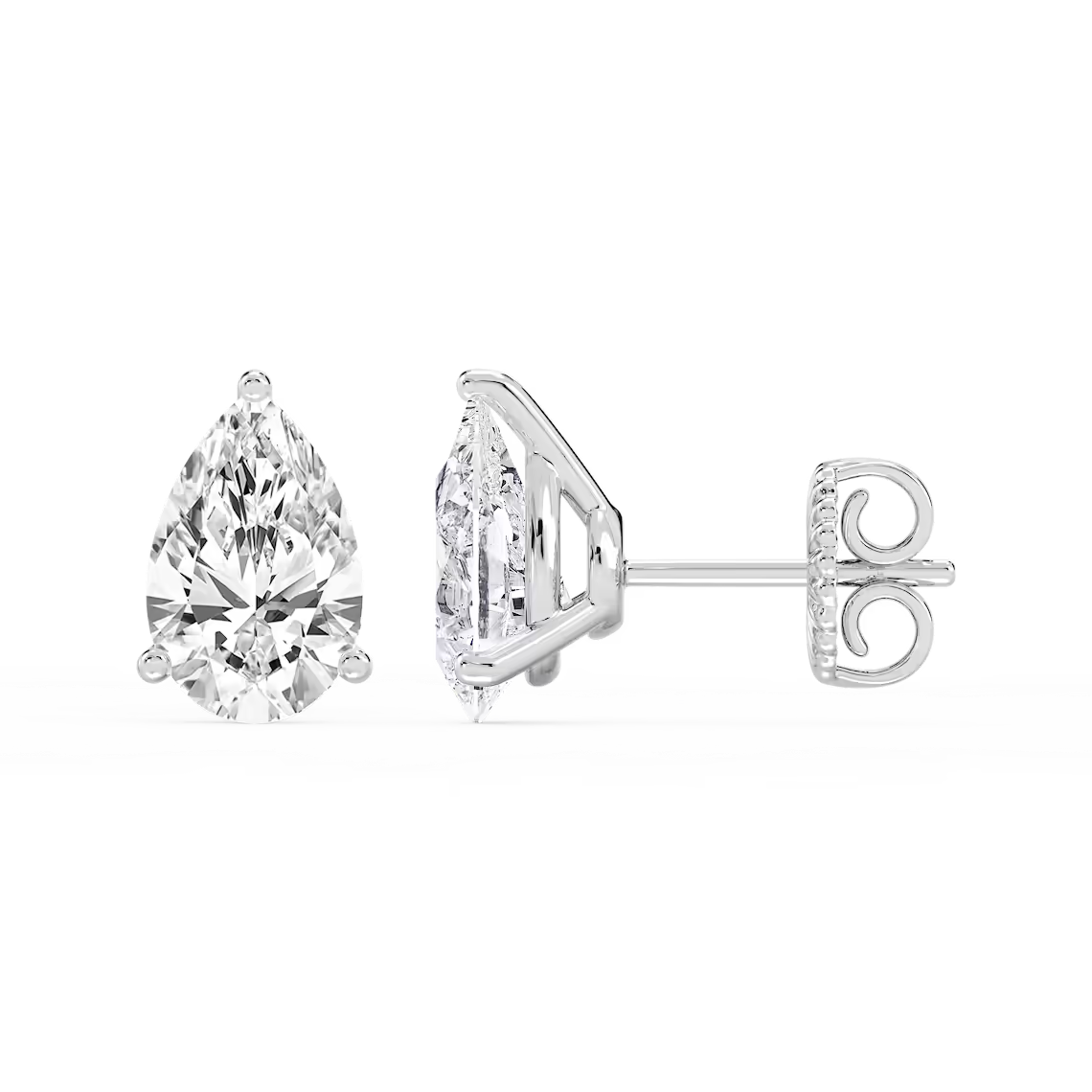 Lab-Grown Diamond Pear Shape Stud Earrings 10.00 CTW IGI Certified VS1 E/F in 14K White Gold