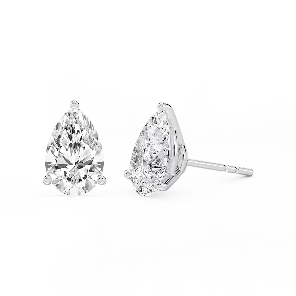 Lab-Grown Diamond Pear Shape Stud Earrings 10.00 CTW IGI Certified VS1 E/F in 14K White Gold