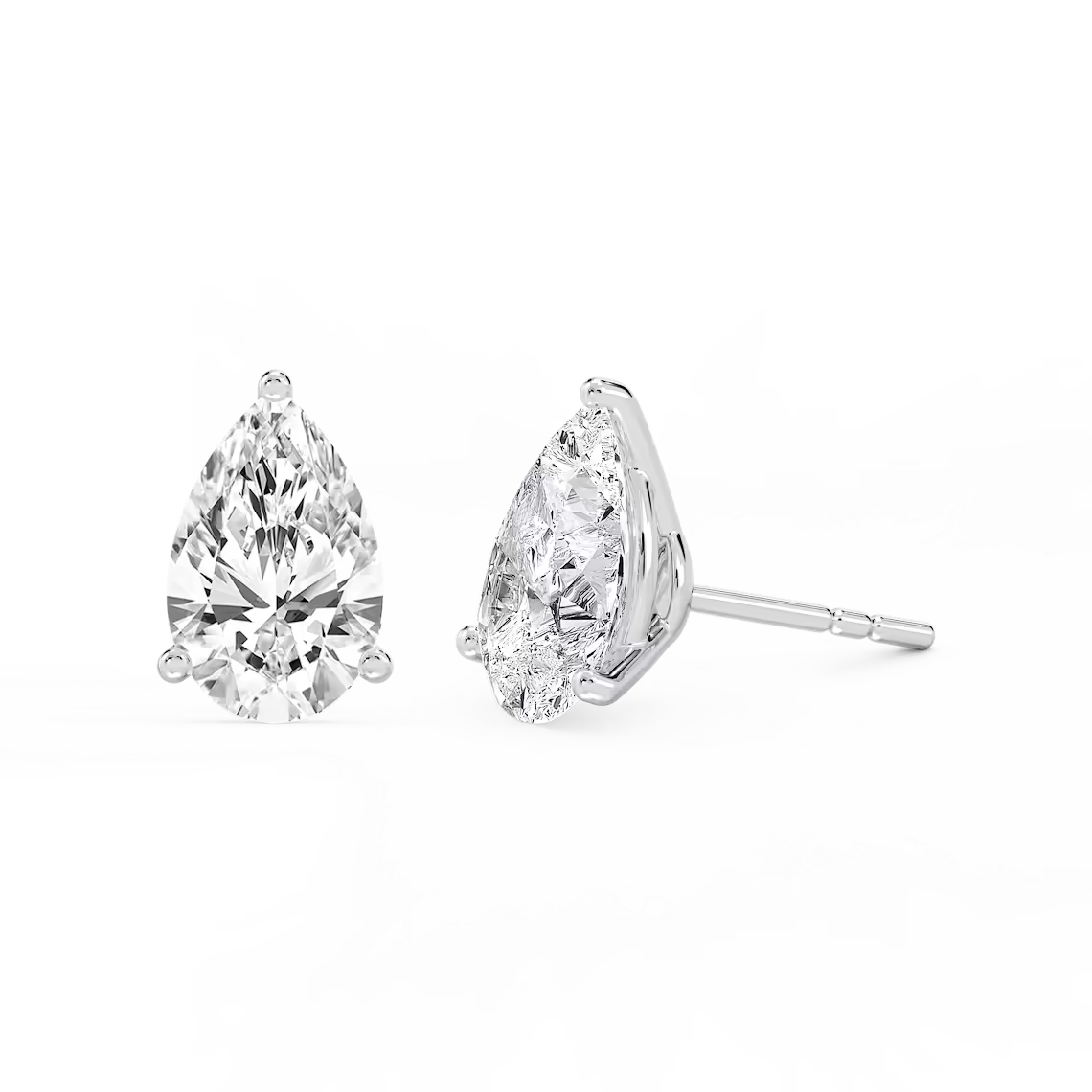 Lab-Grown Diamond Pear Shape Stud Earrings 10.00 CTW IGI Certified VS1 E/F in 14K White Gold