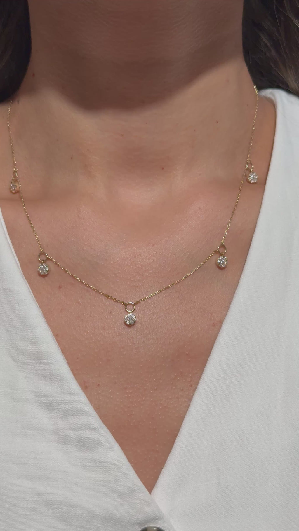 Dangling Diamond Necklace in 14K Yellow Gold