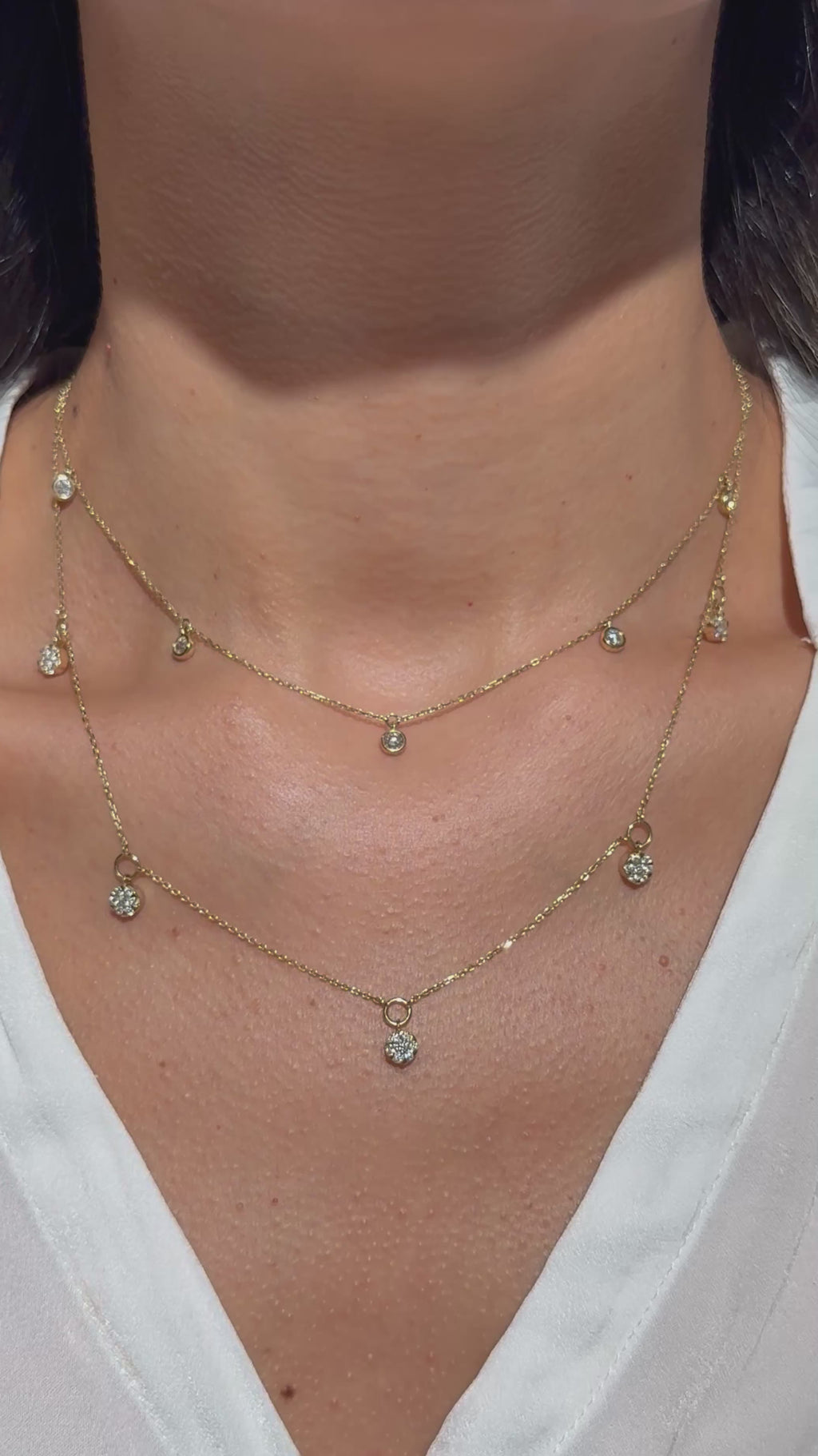 Dangling Diamond Necklace in 14K Yellow Gold
