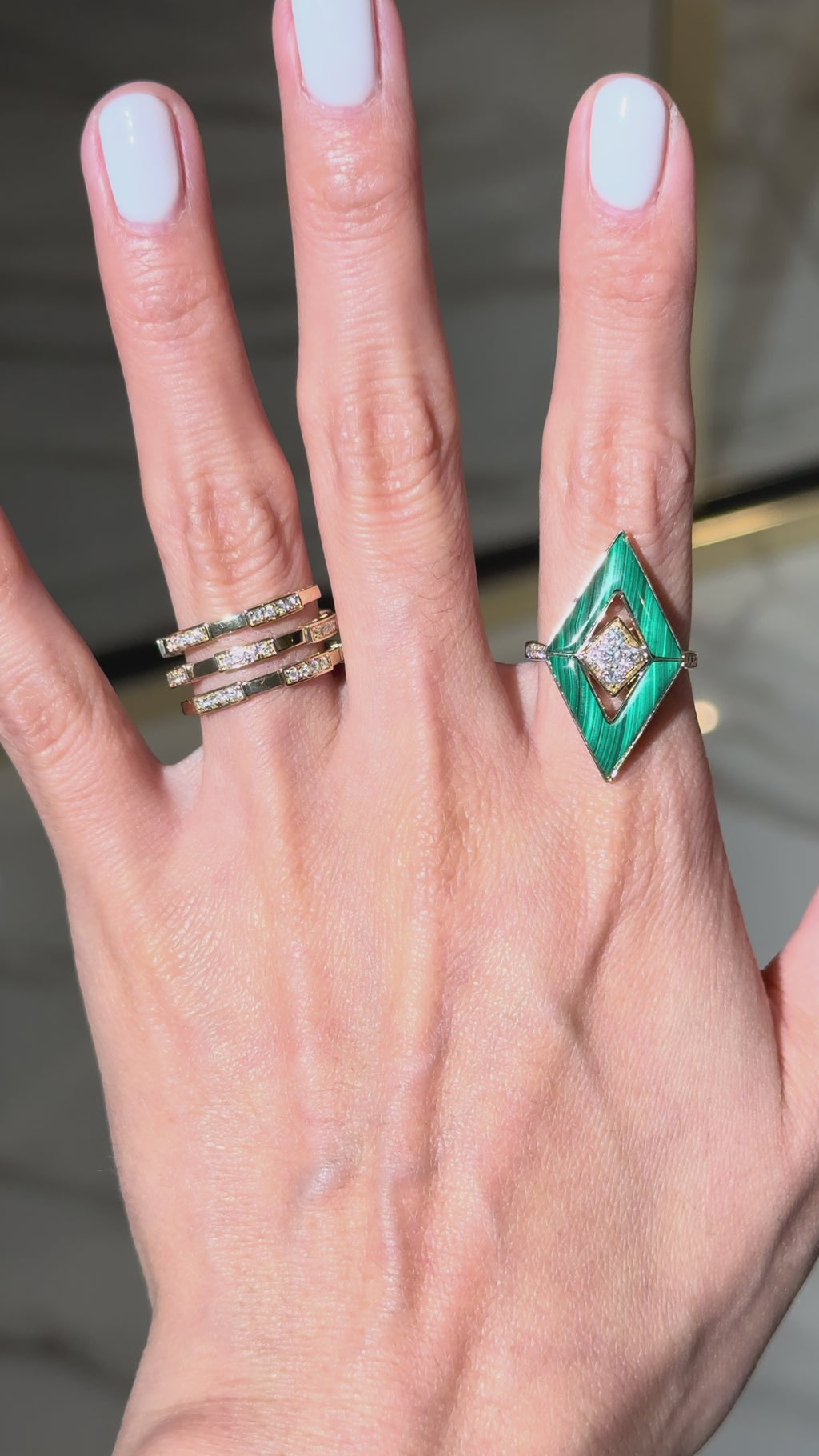 Diamond Triple Flexible Band Ring in 14K Yellow Gold