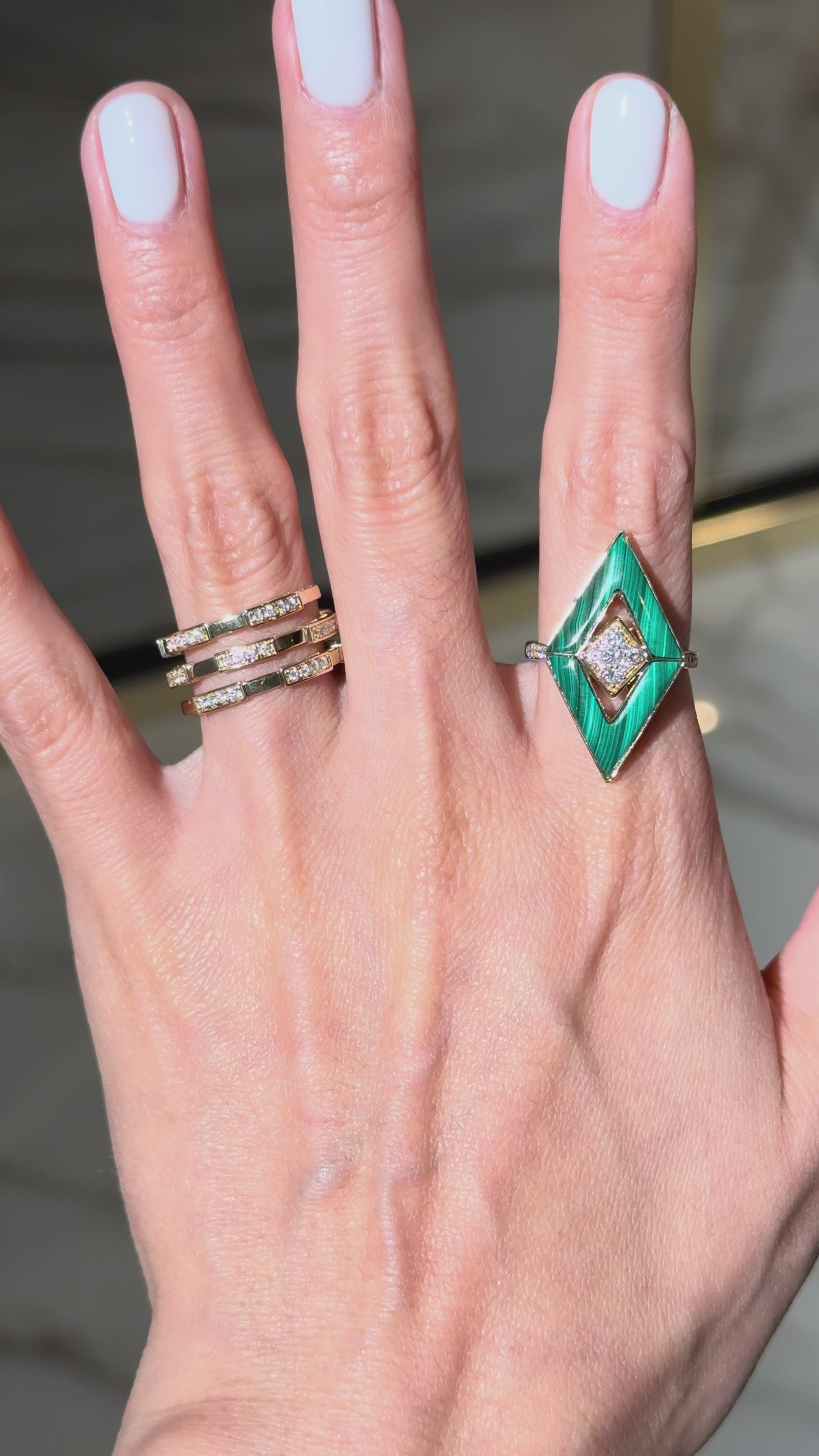 Diamond Triple Flexible Band Ring in 14K Yellow Gold