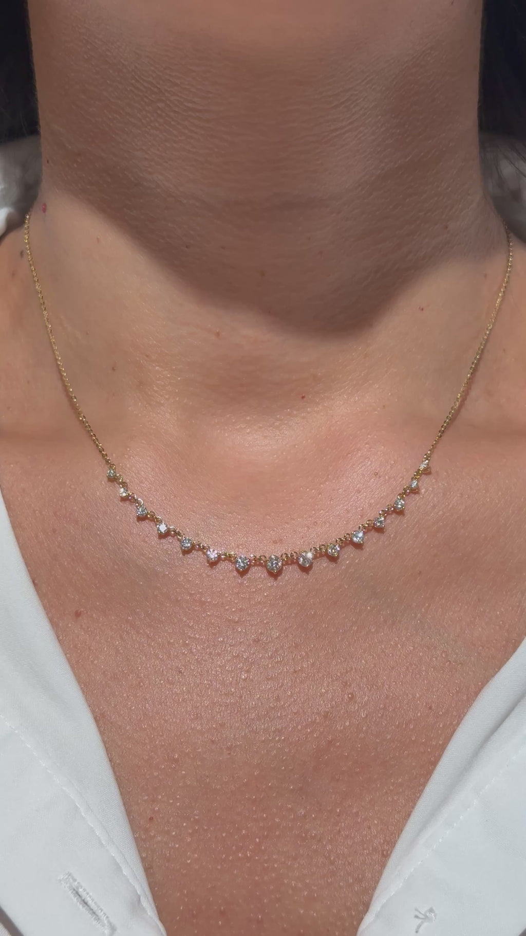 Diamond Station Necklace in 14K Yellow Gold – 1.0 CTW Natural Diamonds