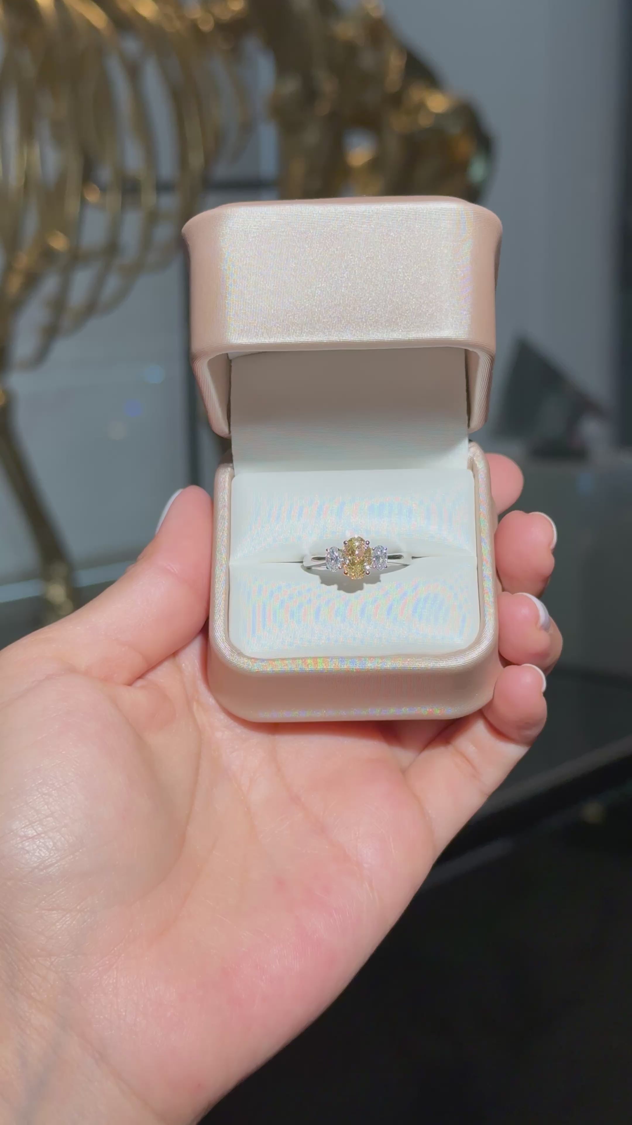 Yellow Diamond Ring in 18K Two Tone Gold