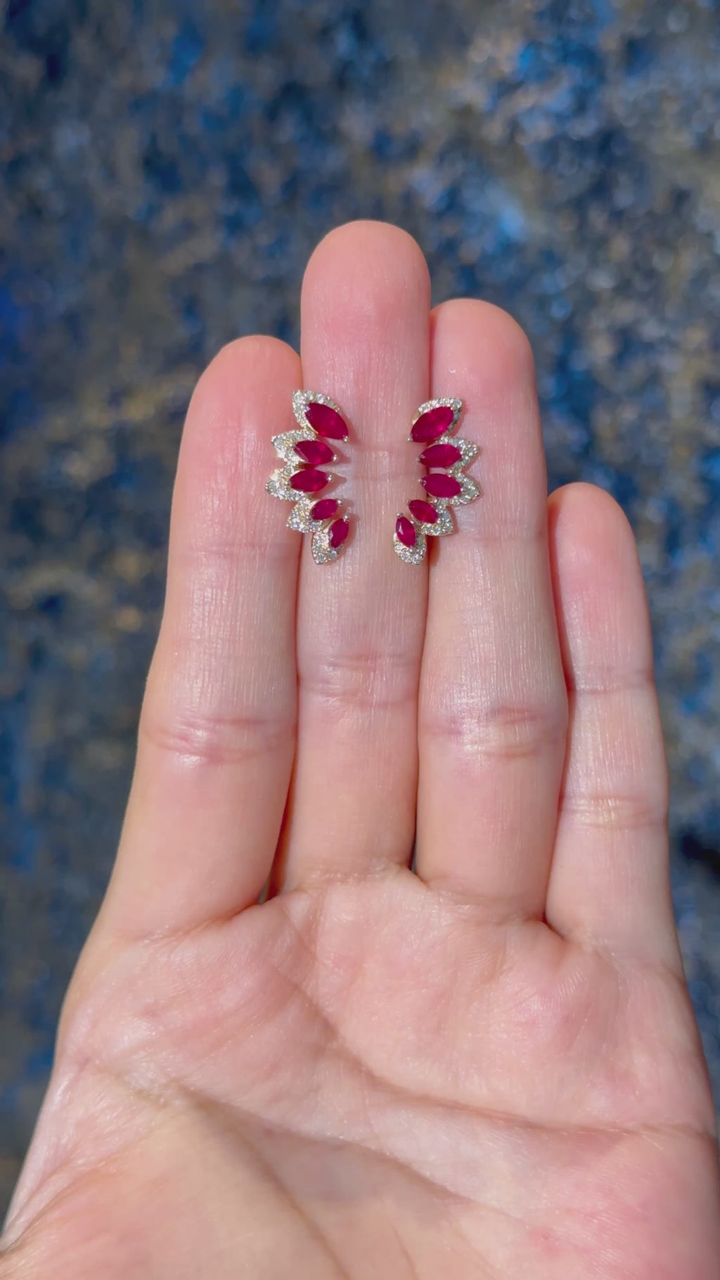 Diamond Ruby Crawlers in 14K Yellow Gold