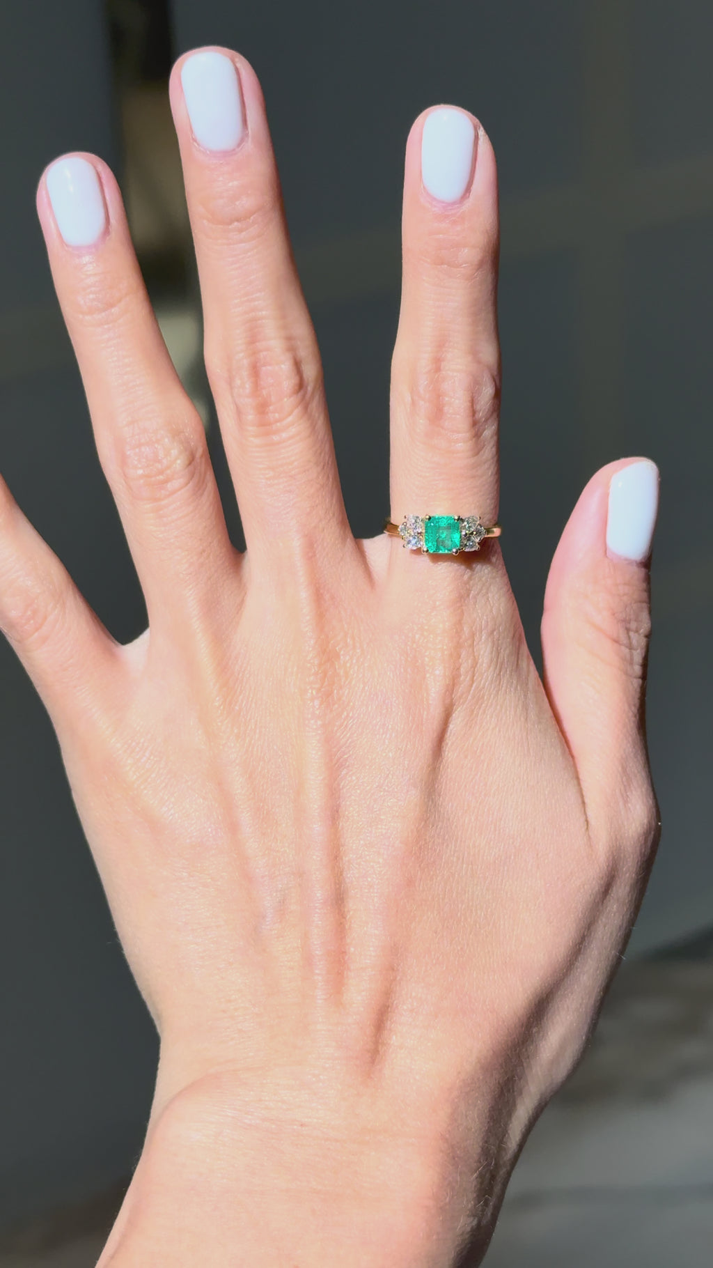 Diamond Emerald Ring in 18K Yellow Gold