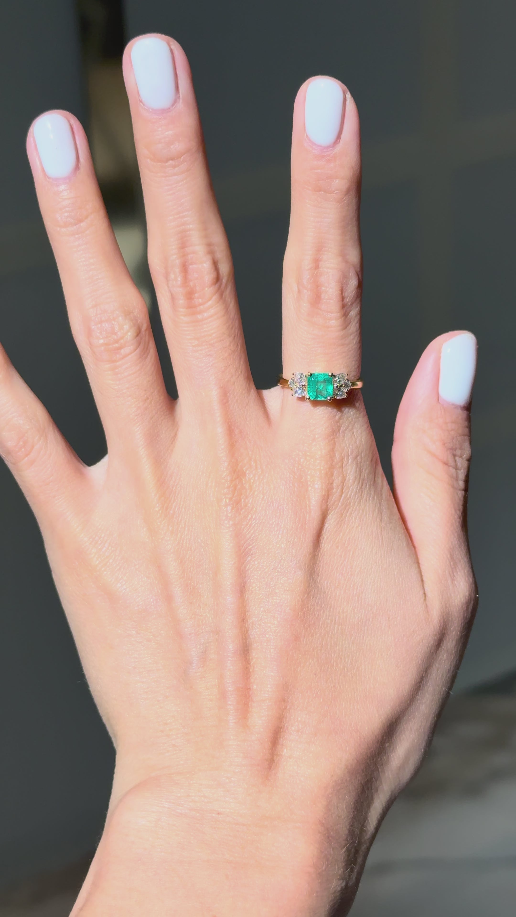 Diamond Emerald Ring in 18K Yellow Gold