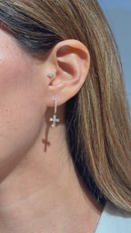 Diamond Cross Drop Hoop Earrings in 14K Yellow Gold – 1.03 CTW Fine Jewelry