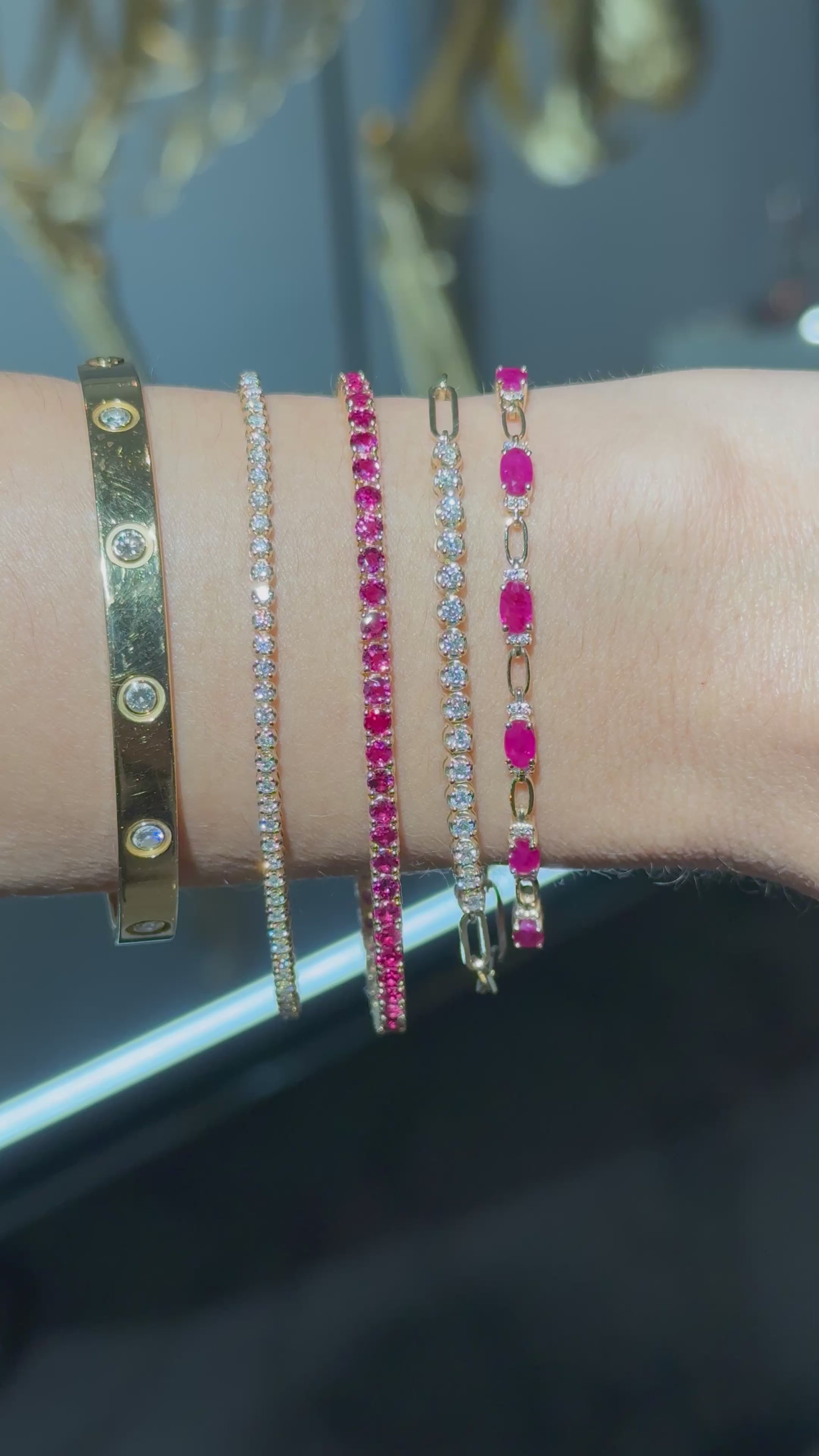 Ruby & Diamond Bracelet in 14K Yellow Gold – Elegant Fine Jewelry