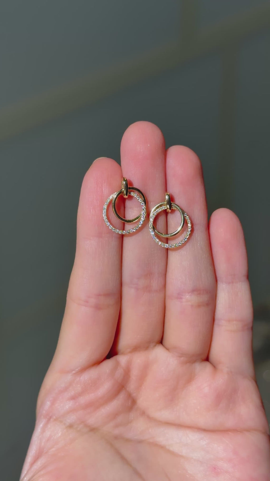 Double Diamond Hoops in 14K Yellow Gold