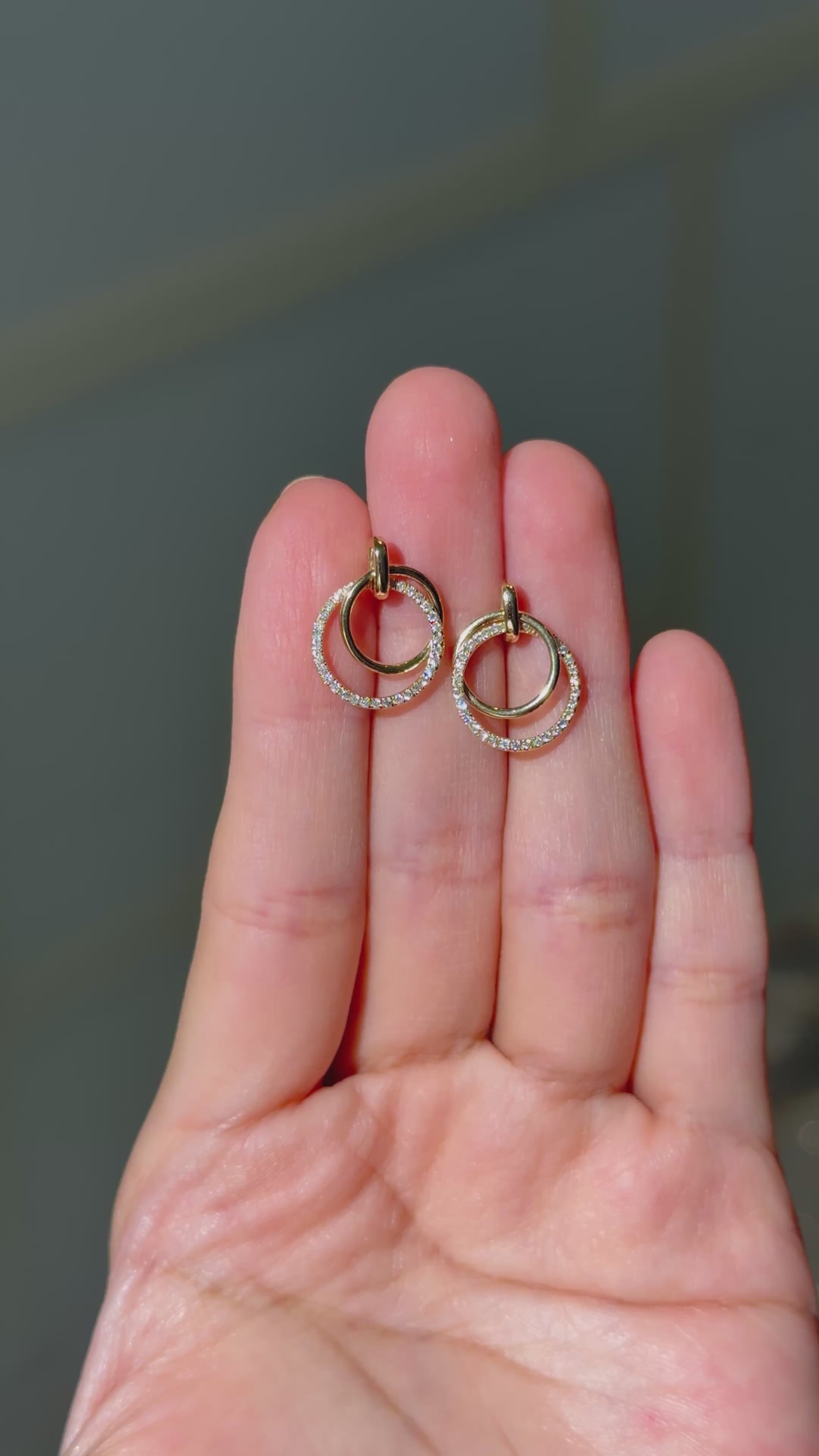 Double Diamond Hoops in 14K Yellow Gold