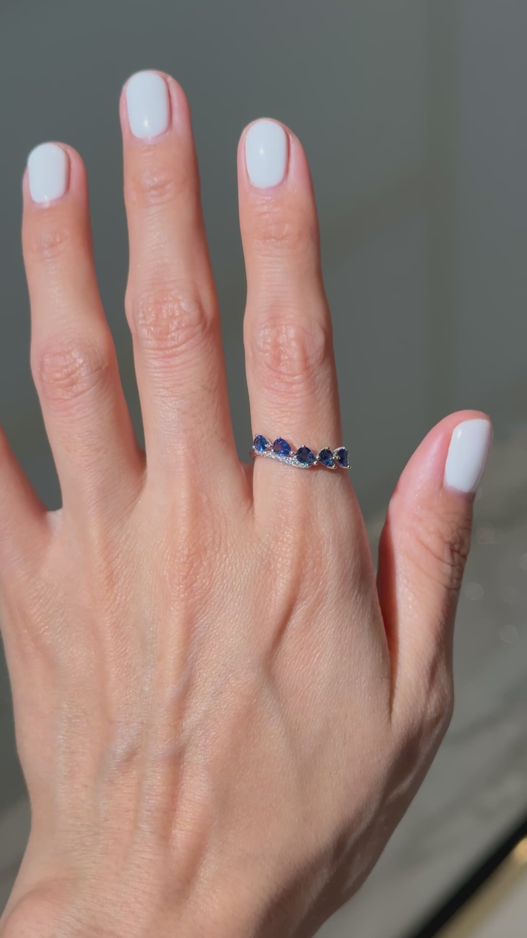 Diamond Sapphire Ring in 14K White Gold