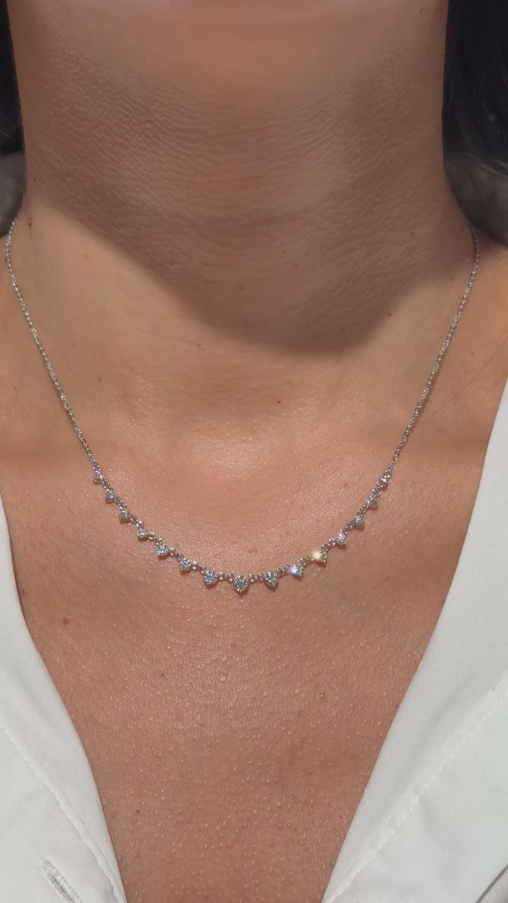 Diamond Station Necklace in 14K White Gold – 1.0 CTW Natural Diamonds