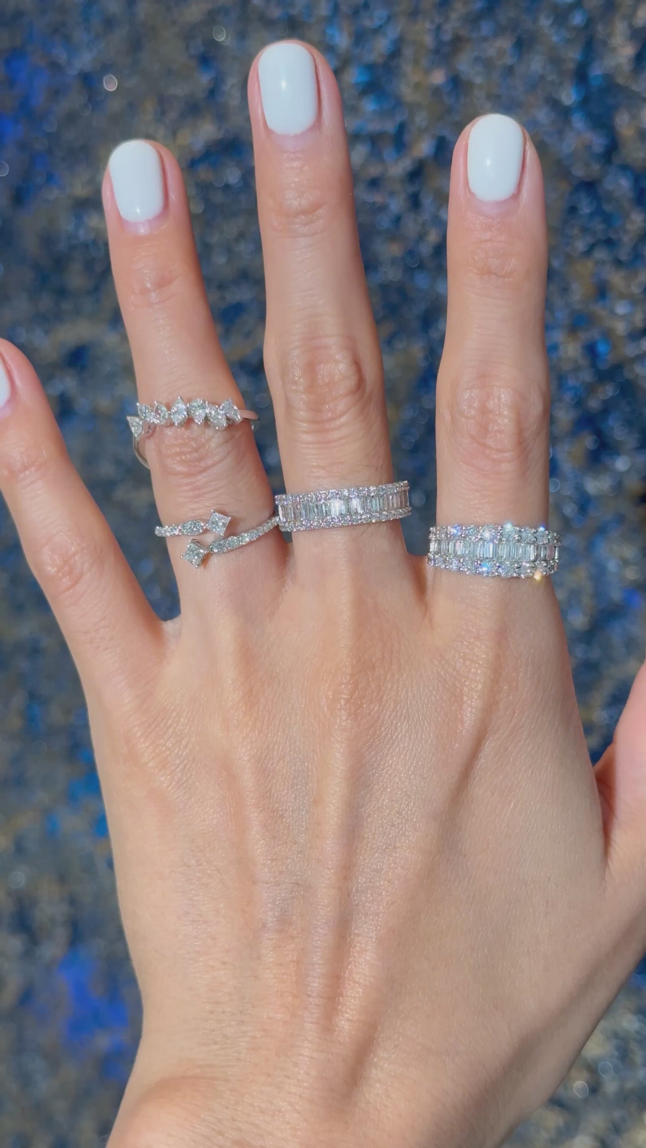 Princess Diamond Bypass Ring in 14k White Gold