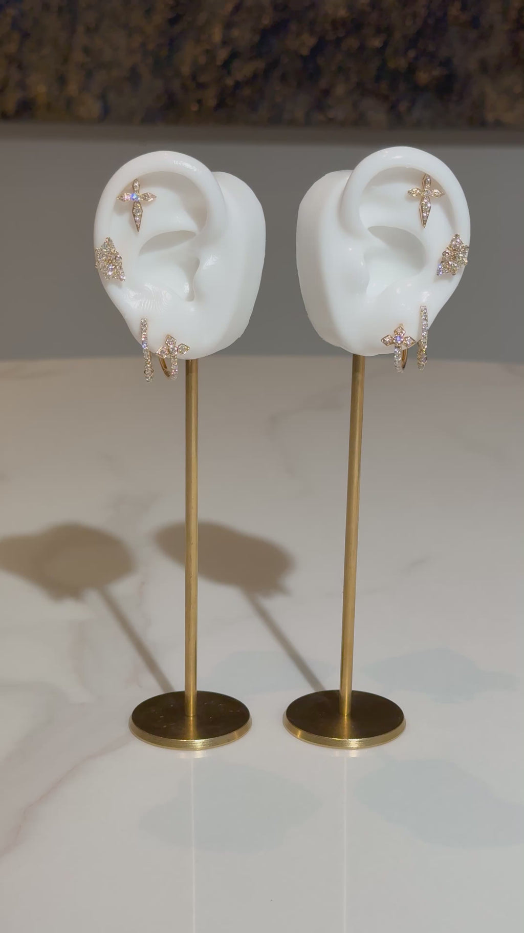 Diamond Abanico Earrings in 14K Yellow Gold