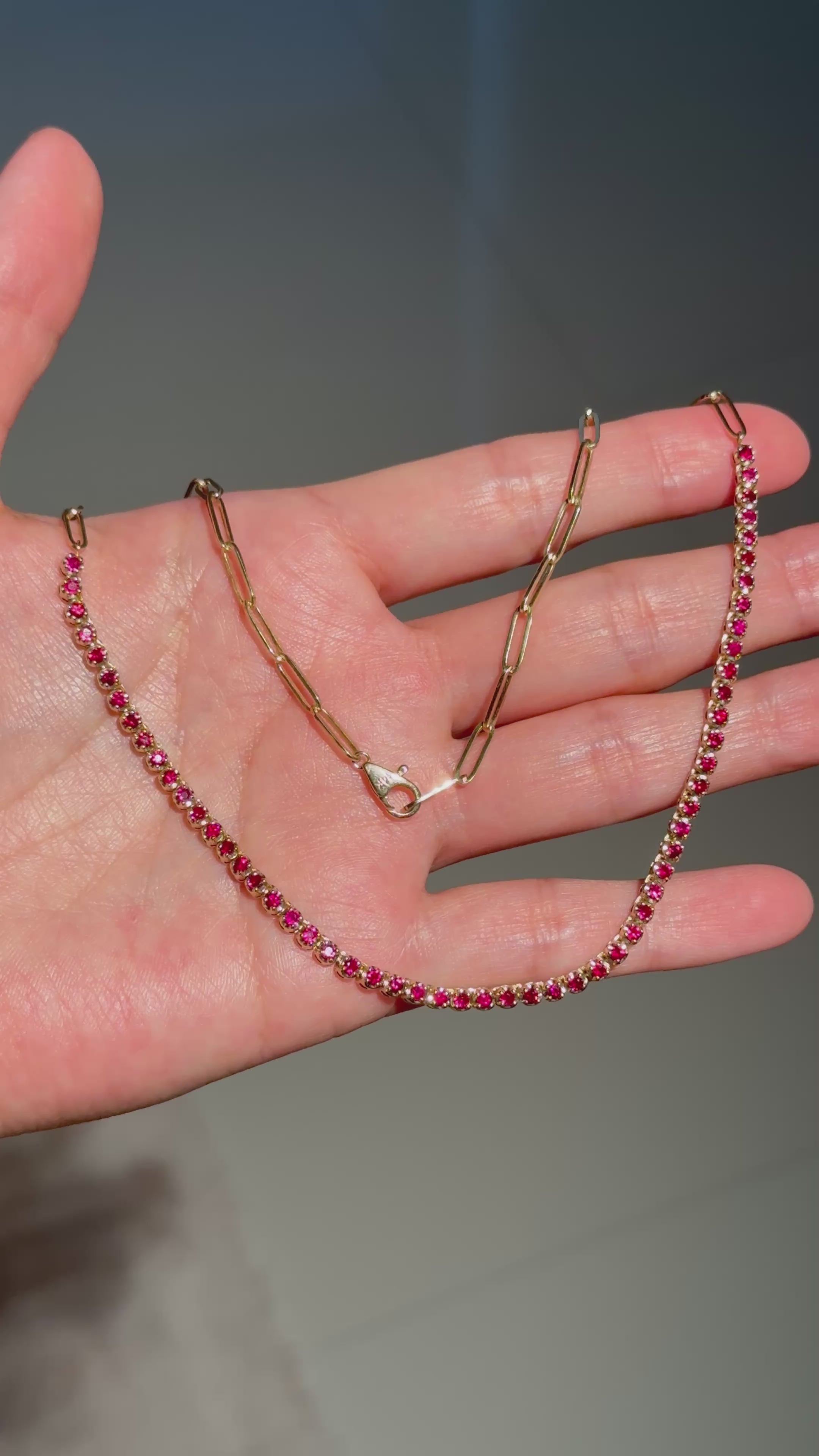 Ruby Buttercup Tennis Necklace in 14K Yellow Gold – Adjustable Statement Fine Jewelry
