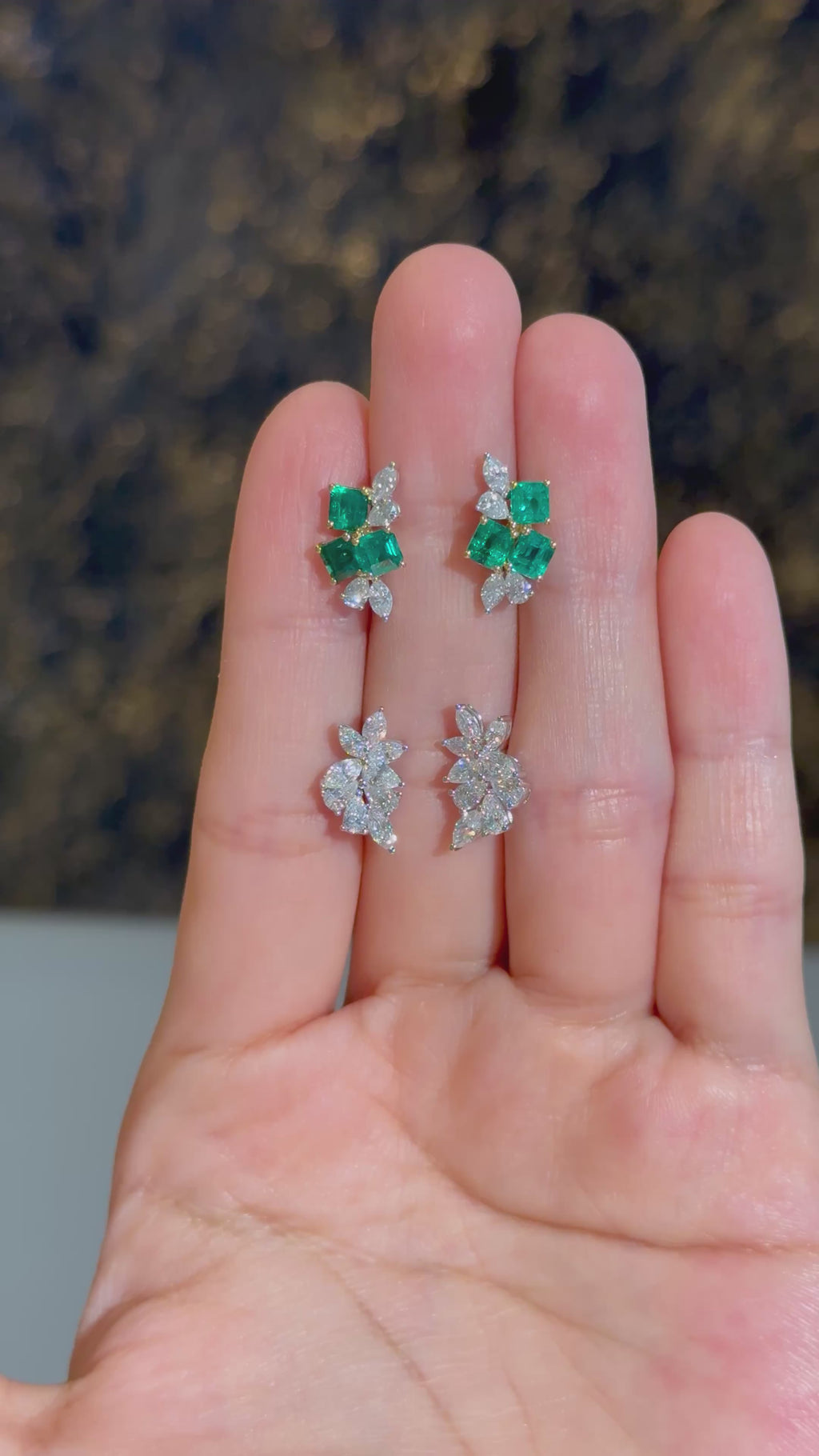 Diamond Cluster Earrings in 18K White Gold