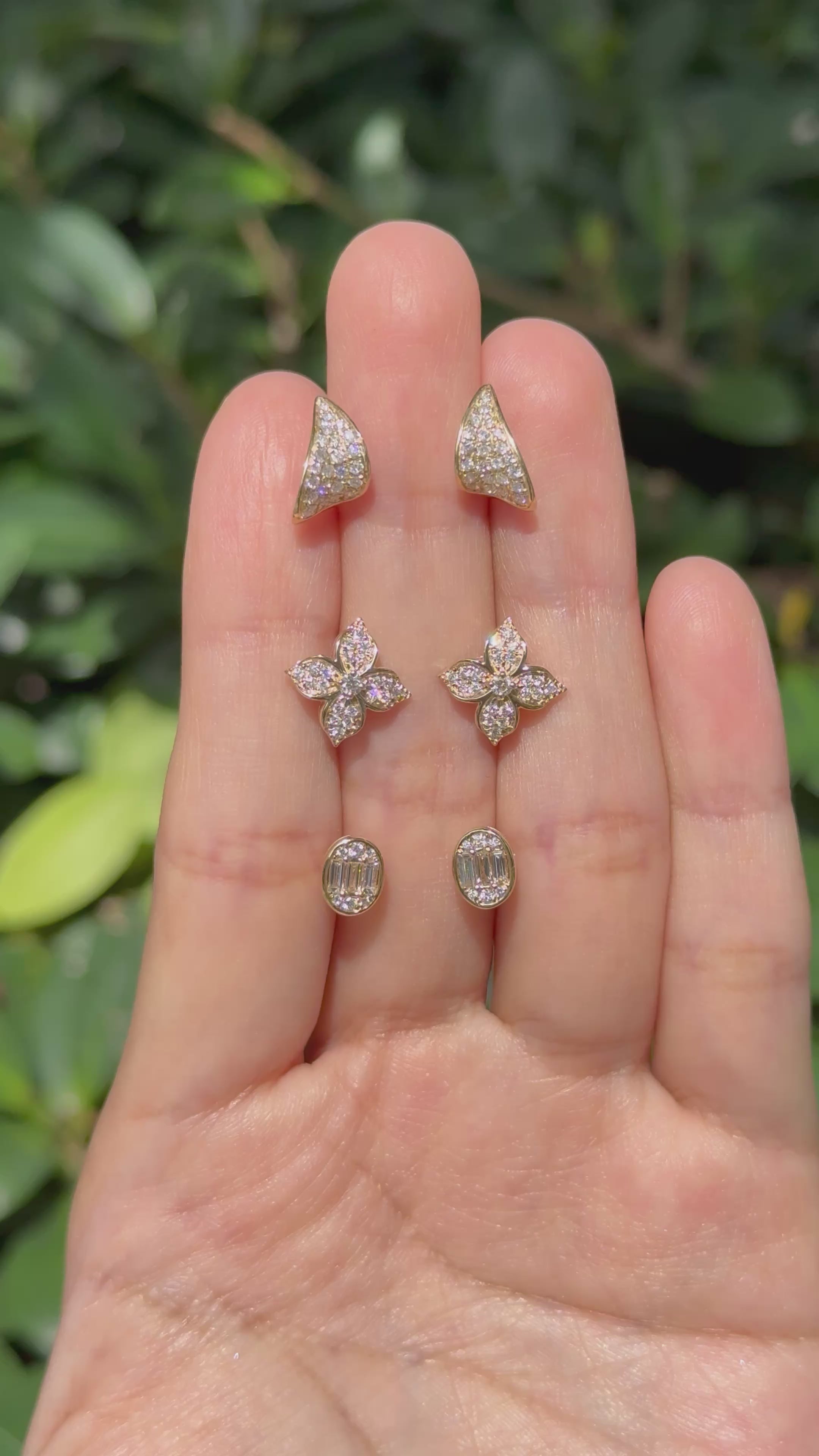 Floral Diamond Earrings in 14K Yellow Gold