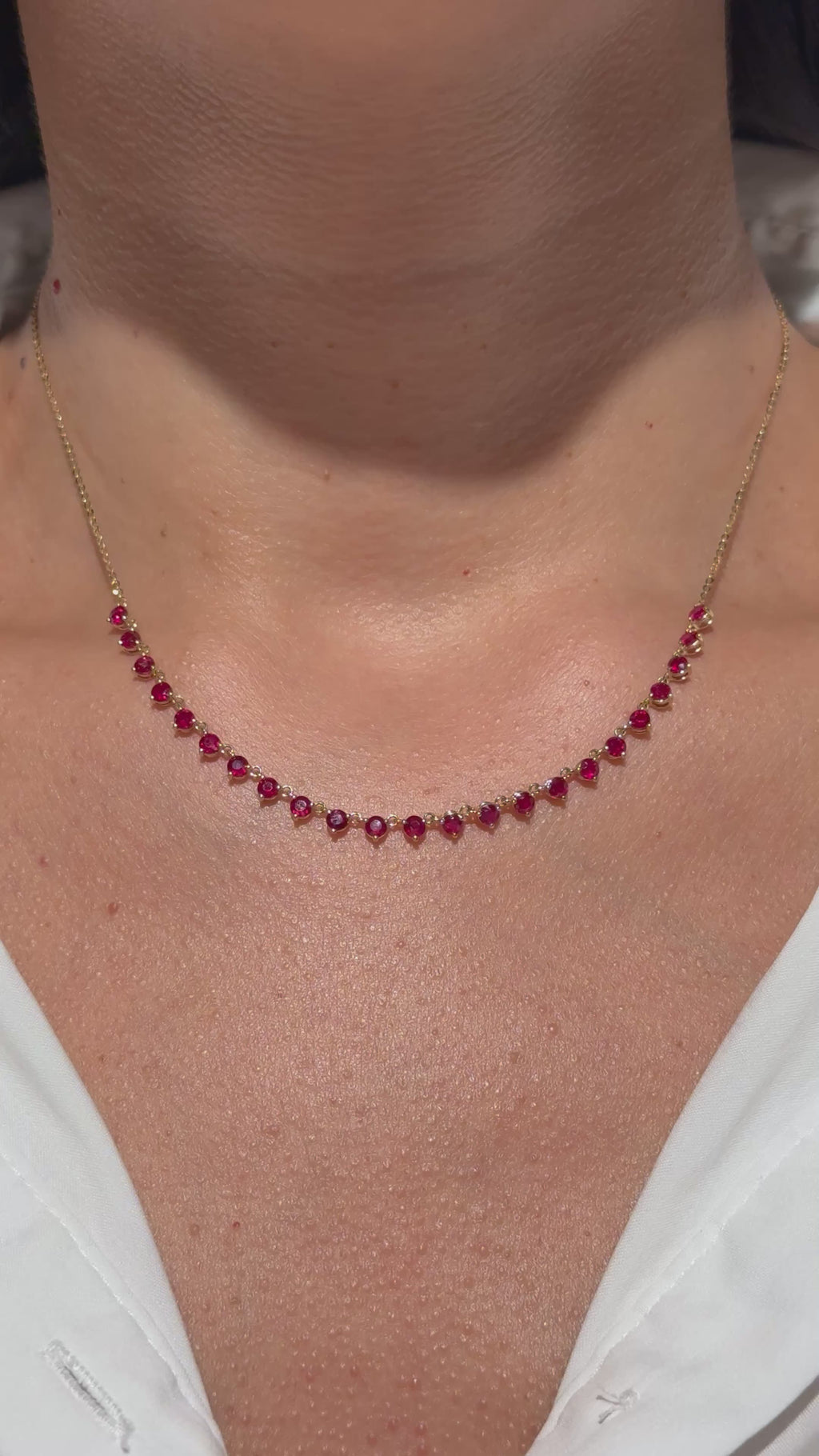 Ruby Station Necklace in 14K Yellow Gold – 2.49 CTW Natural Rubies