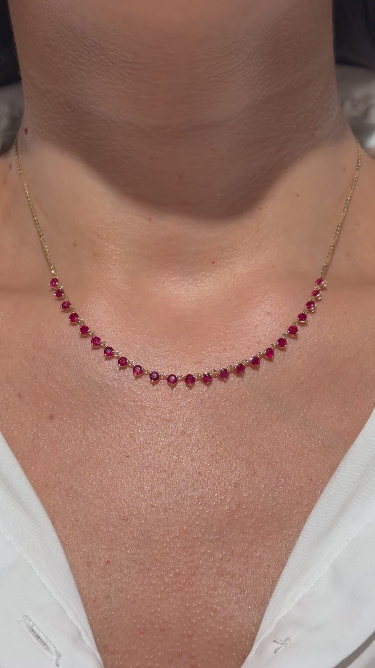 Ruby Station Necklace in 14K Yellow Gold – 2.49 CTW Natural Rubies