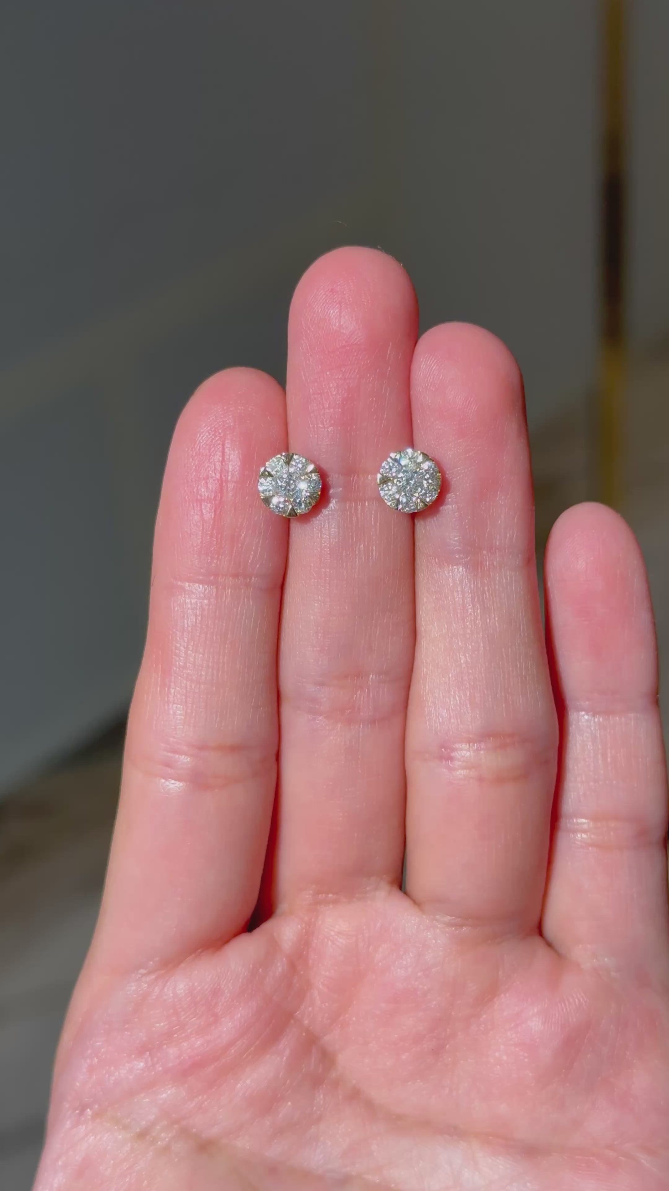 Diamond Cluster Stud Earrings in 14K Yellow Gold – 0.75 CTW Natural Diamonds