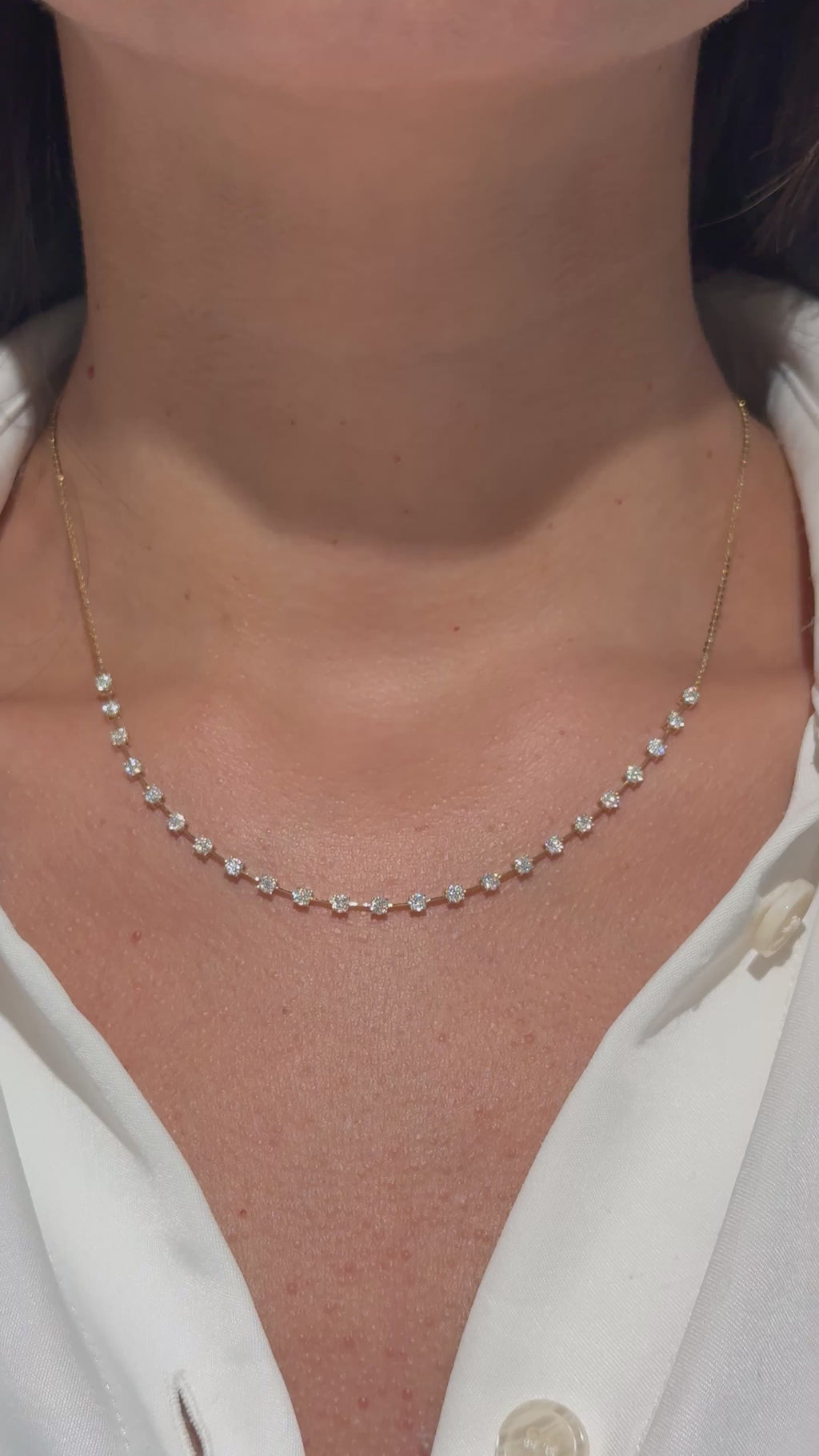 Diamond Tennis Style Necklace in 14K Yellow Gold – 0.50 CTW Everyday Elegance