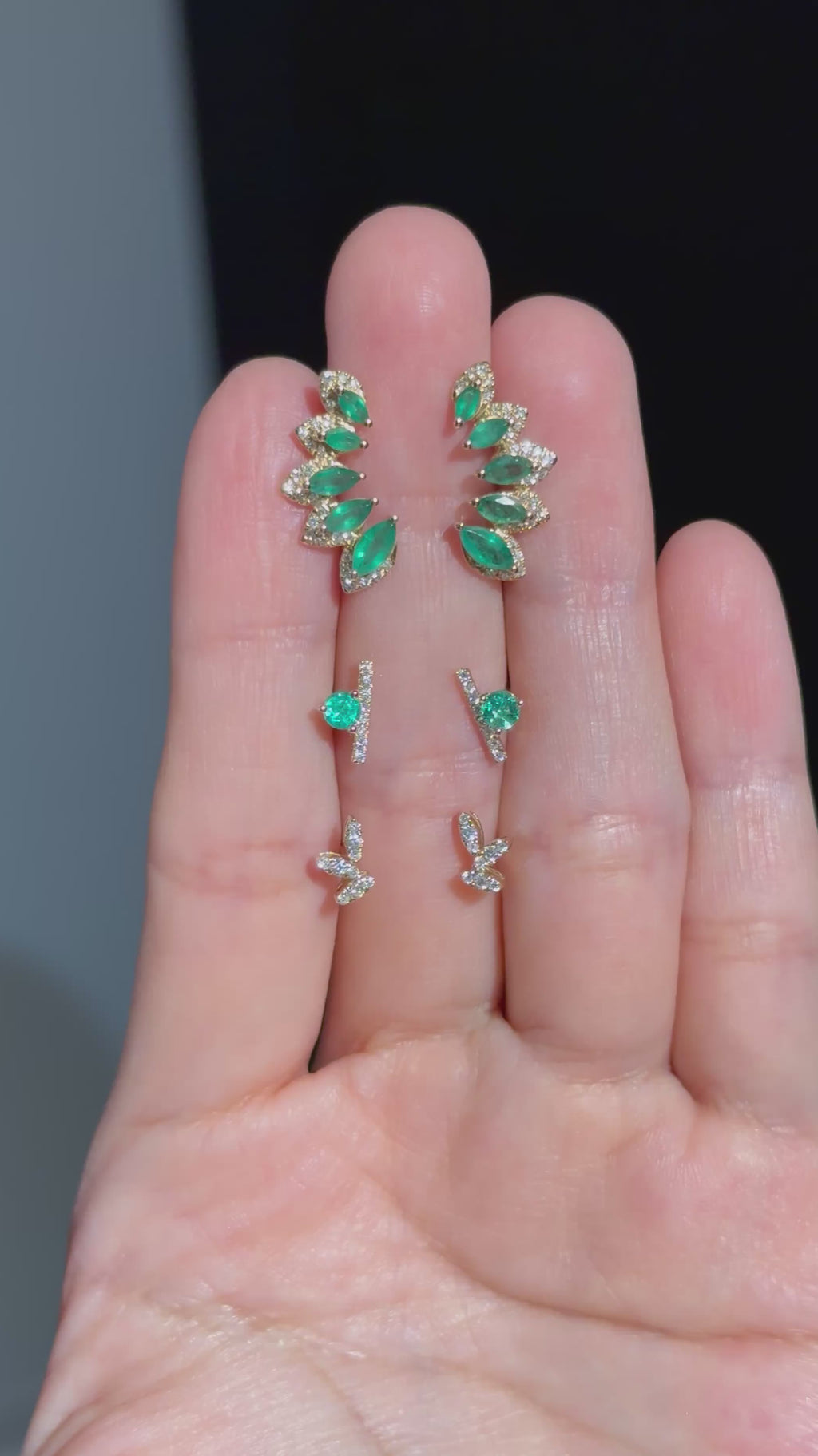 Leaf Diamond Studs in 14K Yellow Gold