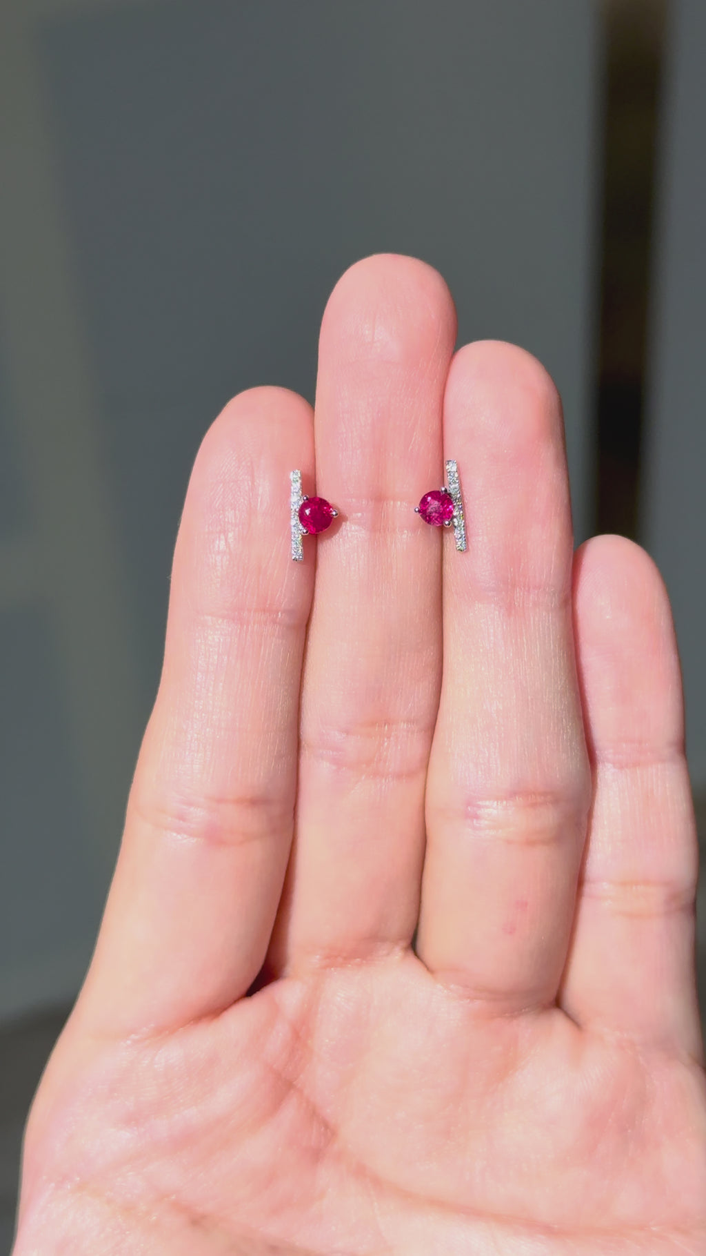 Diamond Ruby Earrings in 14K White Gold