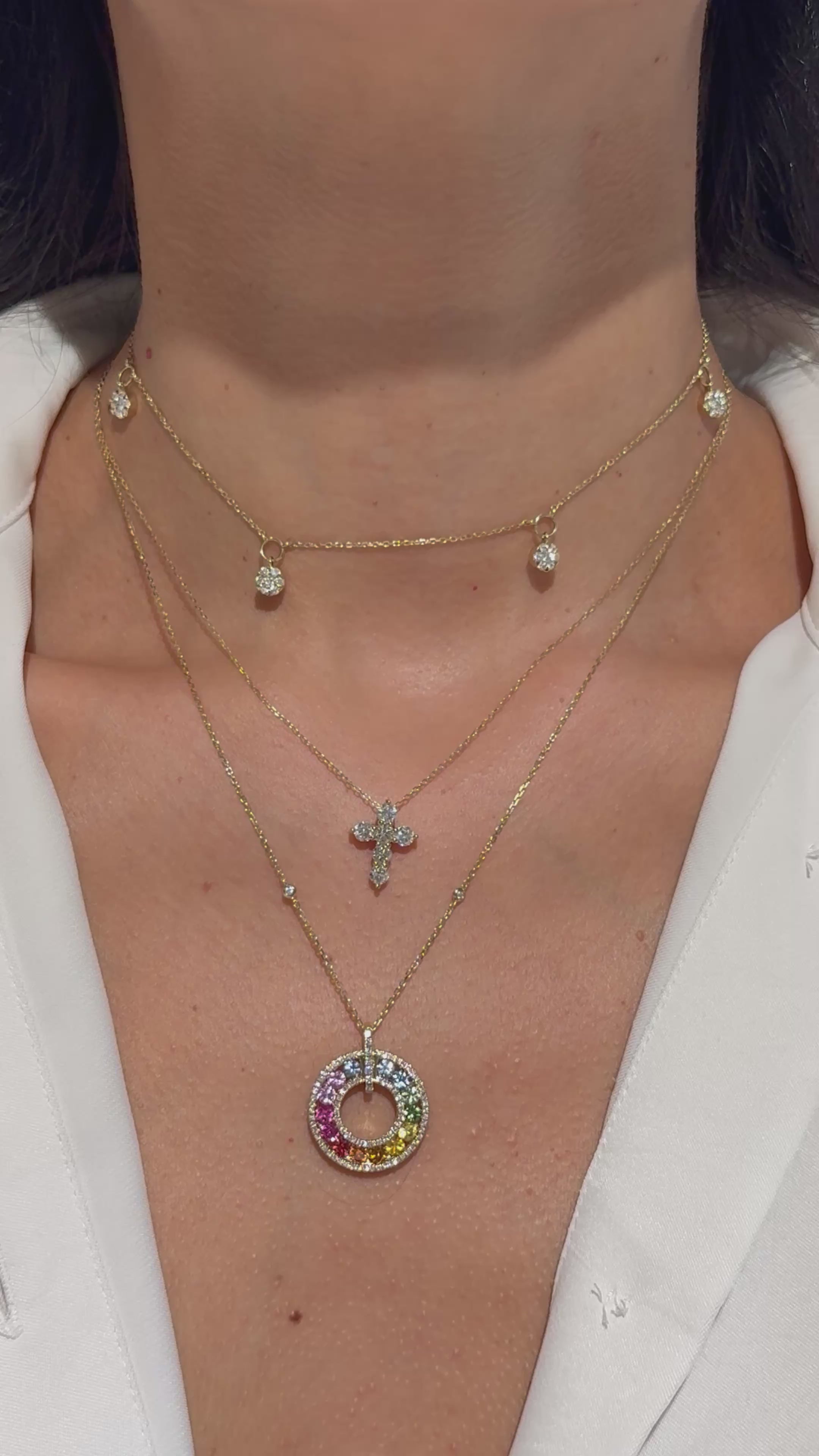 Dangling Diamond Necklace in 14K Yellow Gold