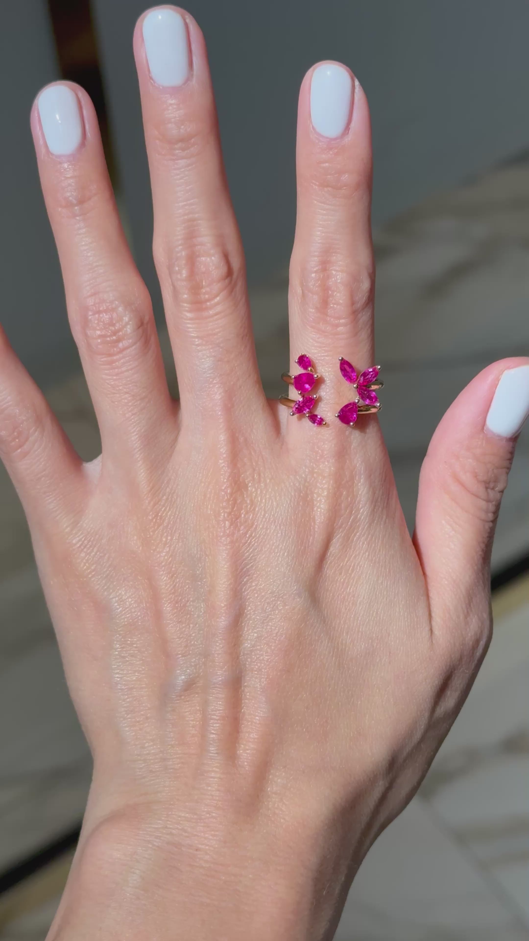 Floral Ruby Ring in 18K Yellow Gold