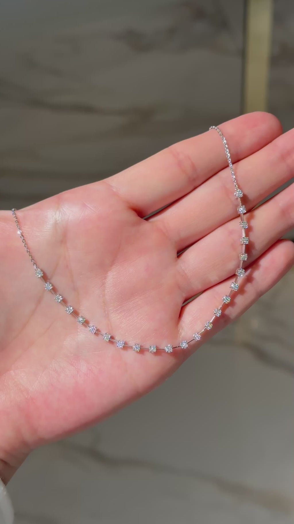 Diamond Tennis Style Necklace in 14K White Gold – 0.50 CTW Everyday Elegance