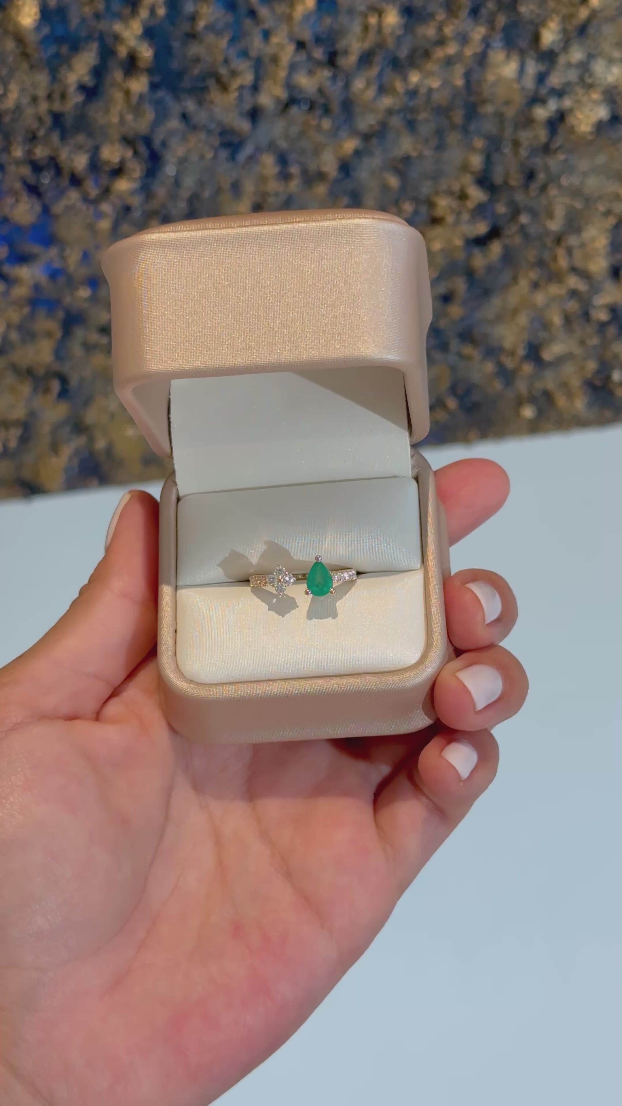 Emerald Diamond Ring in 14K Yellow Gold