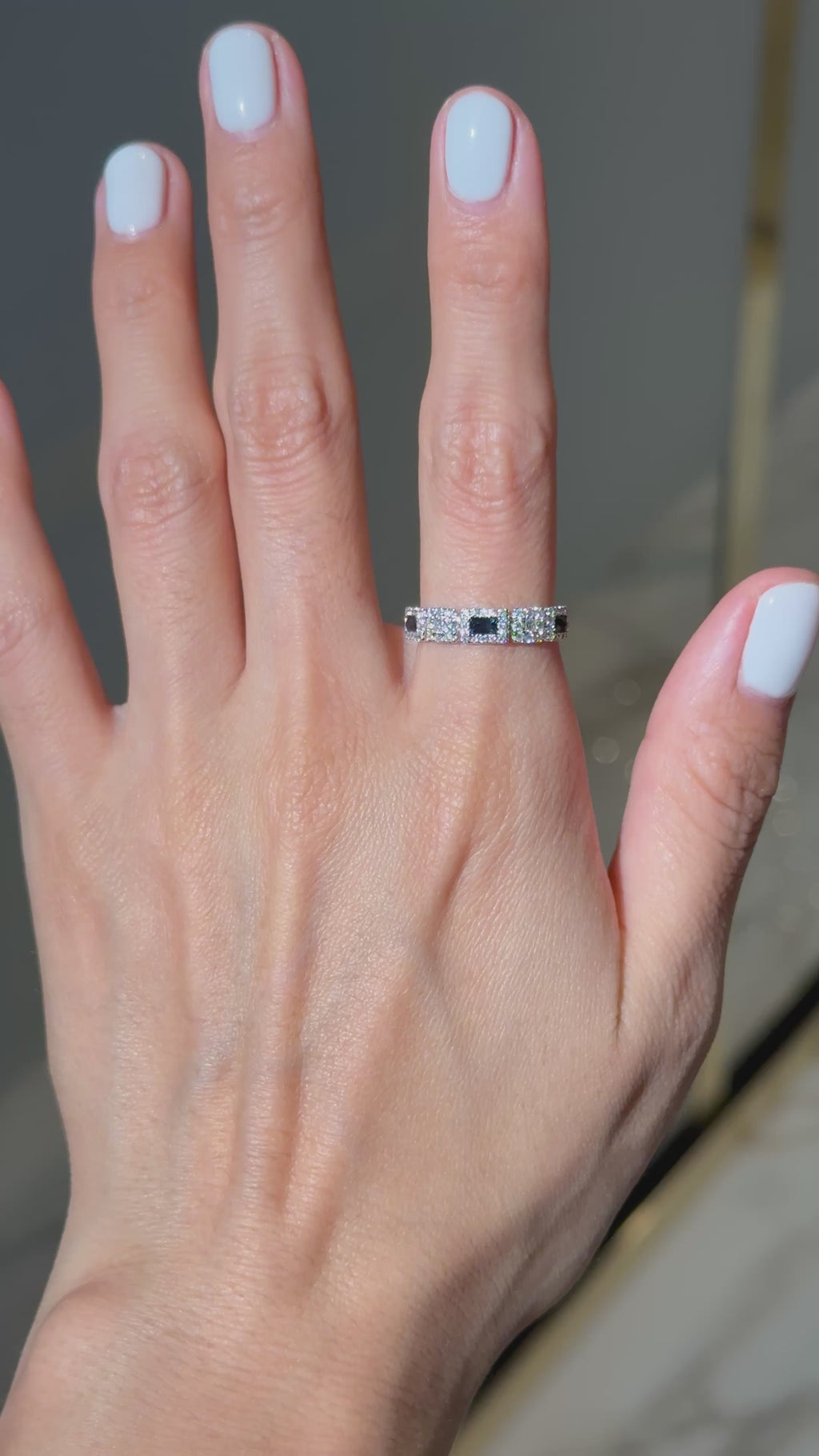 Diamond Sapphire Ring in 14K White Gold