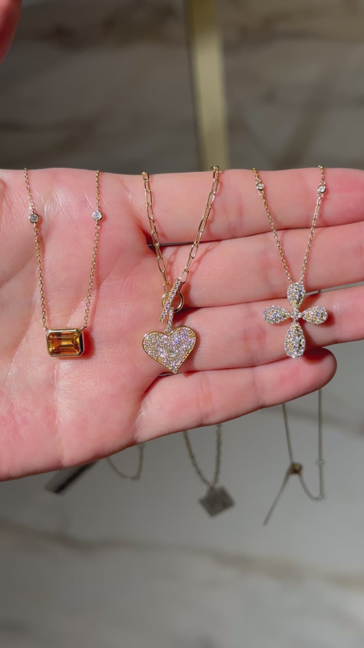 Emerald-Cut Citrine & Diamond Pendant Necklace in 14K Yellow Gold – 1.53 CT Citrine