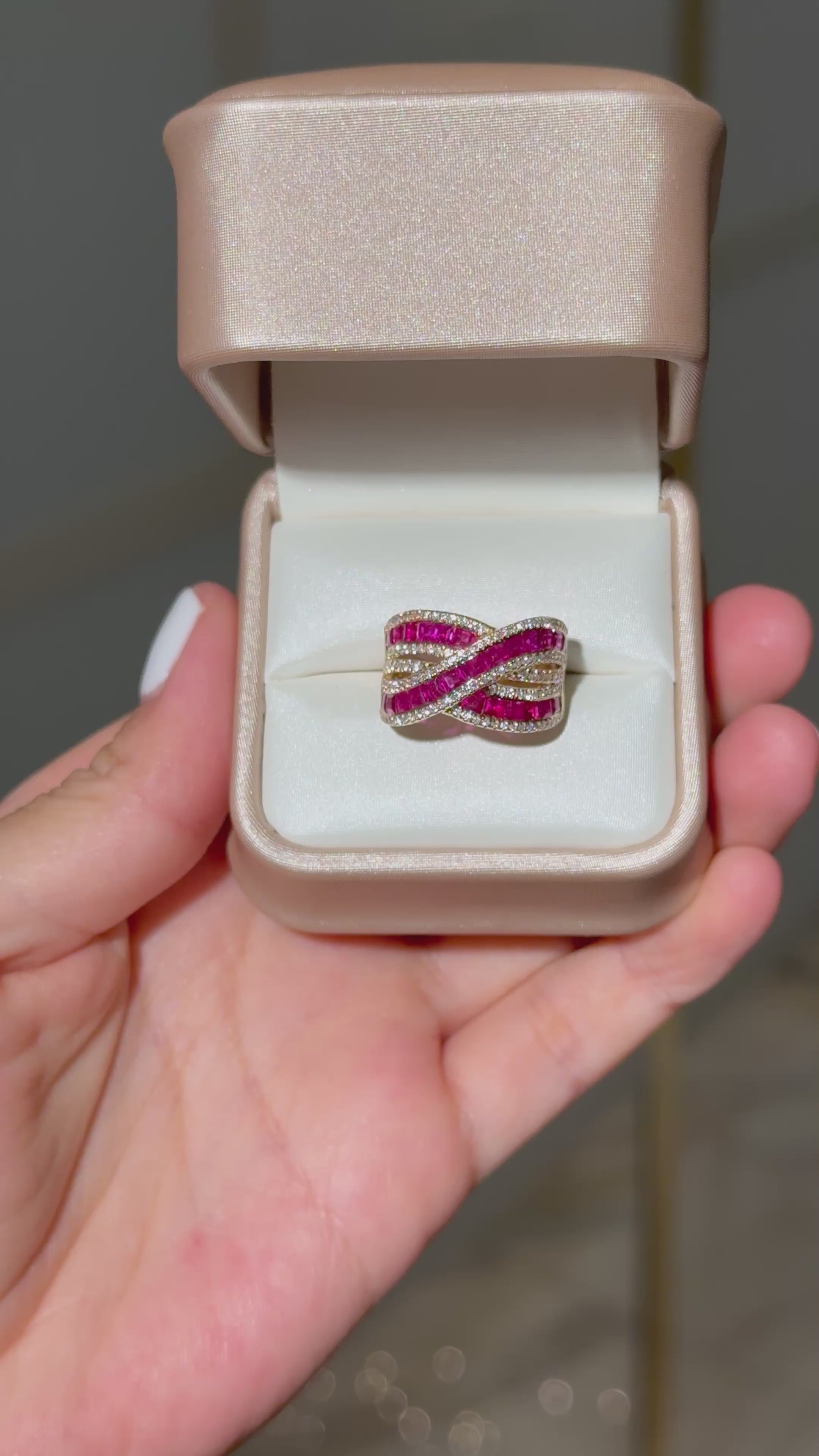 Statement Diamond Ruby Ring in 14K Yellow Gold